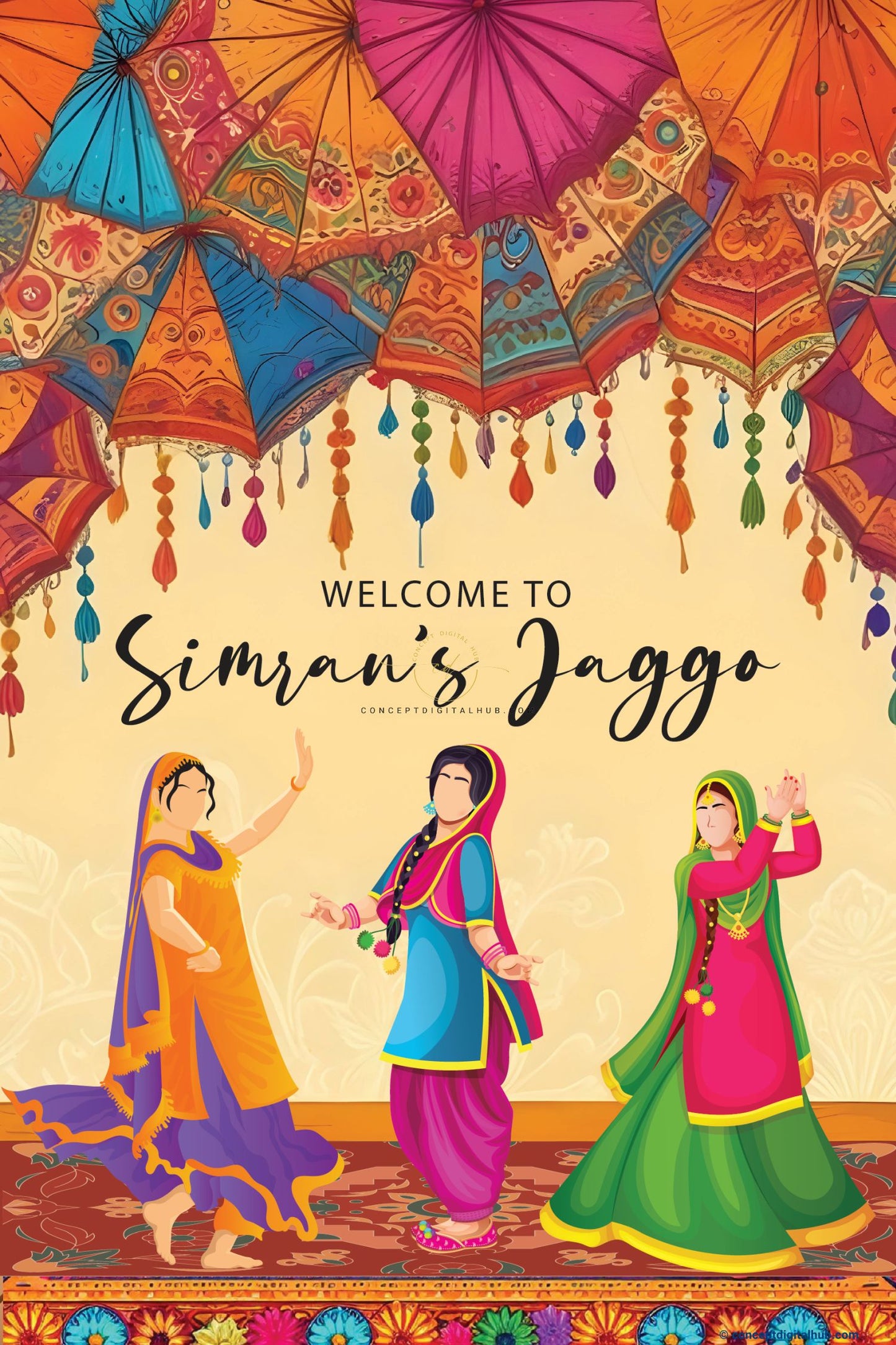 Orange Color Umbrella Welcome Sign Board for Jaggo