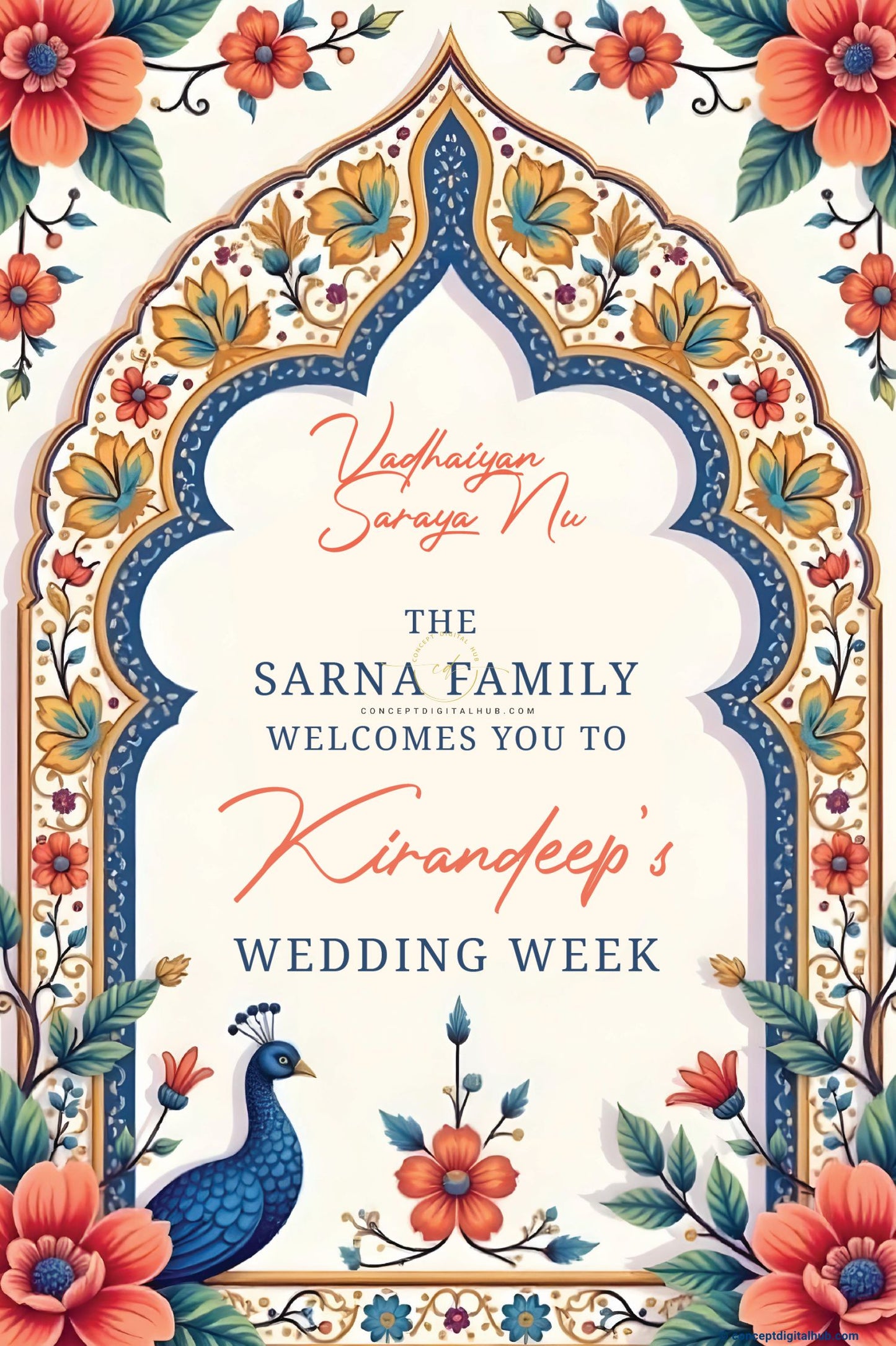 Green Color Flowered Board for Wedding Week