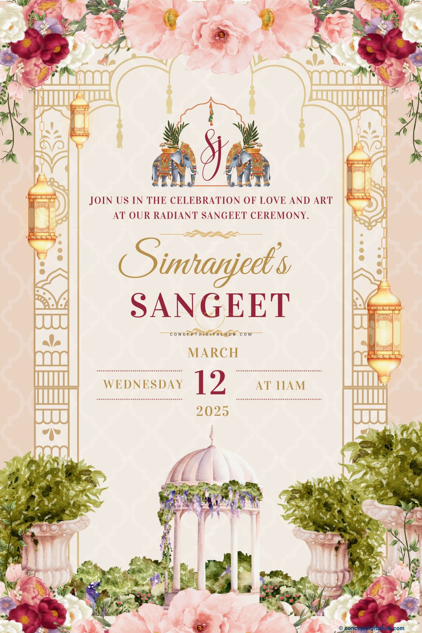 Dawn Pink Color Gazebo Welcome Board for Sangeet