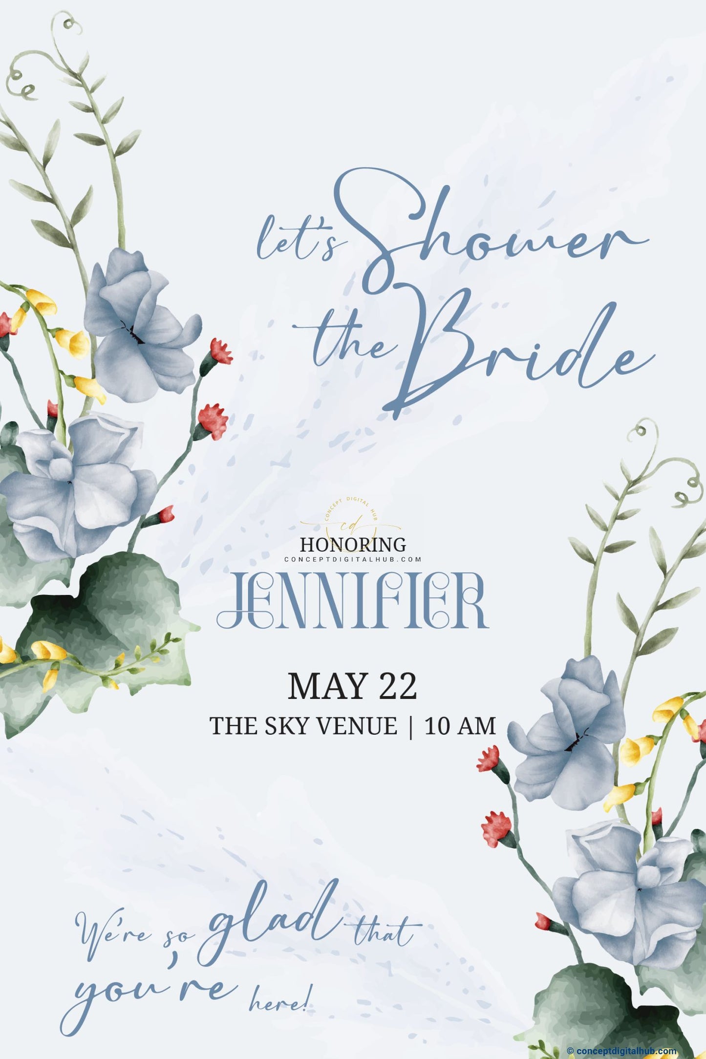 Elegant Dusty Blue Welcome Sign Board For Bridal Shower