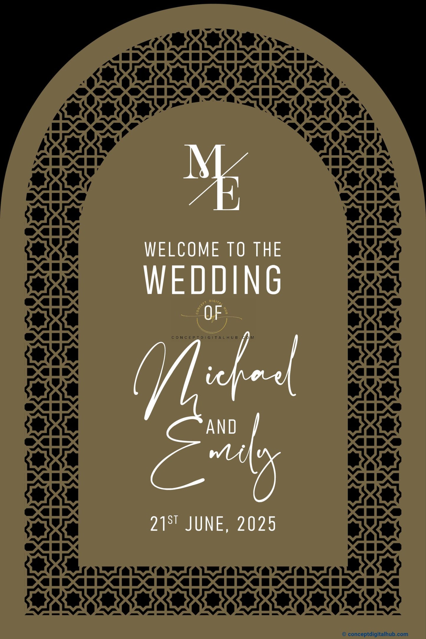 Roman Coffee Color Motif Welcome Board for Wedding