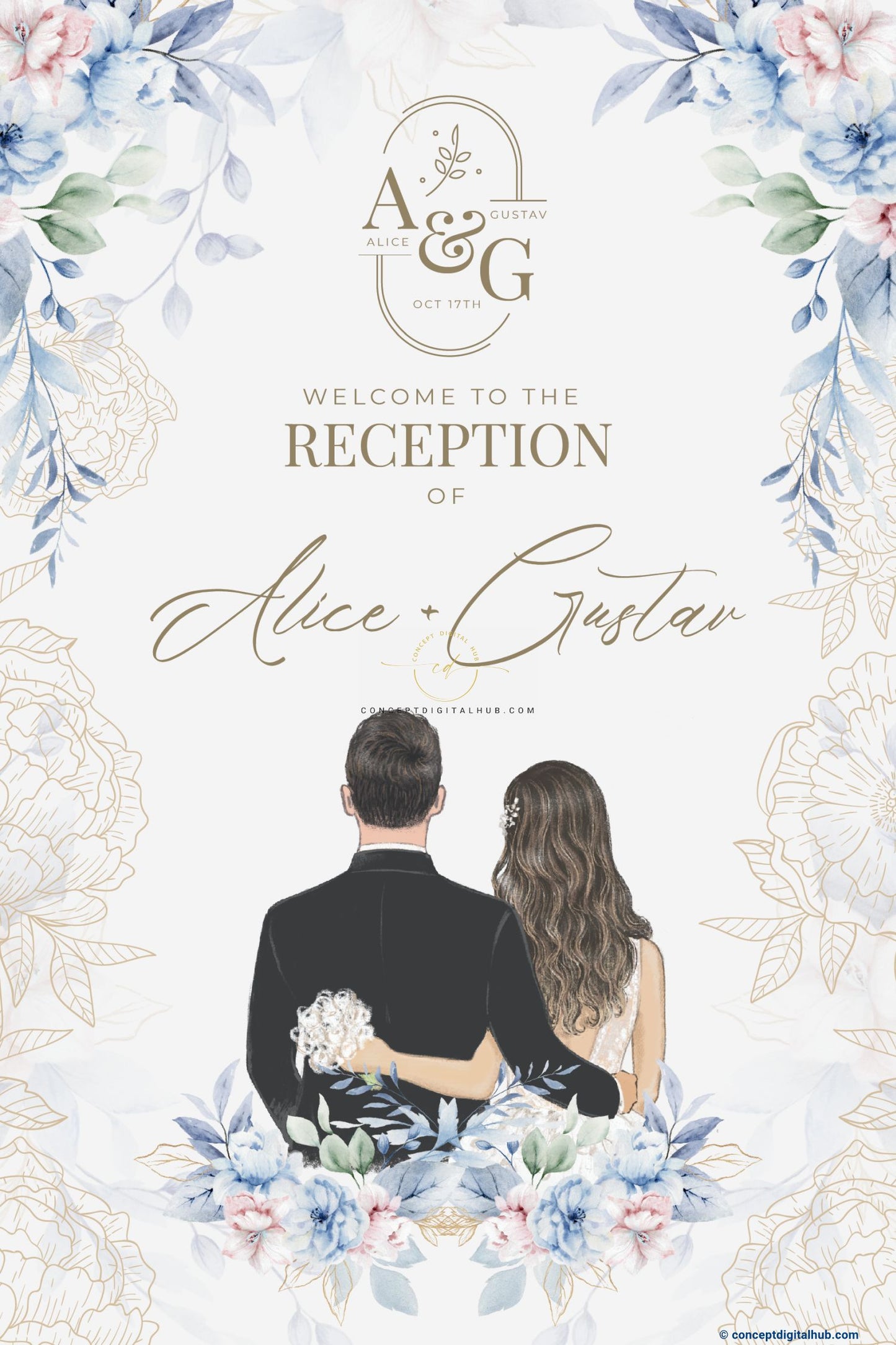 Light Blue Wedding Welcome Board for Reception