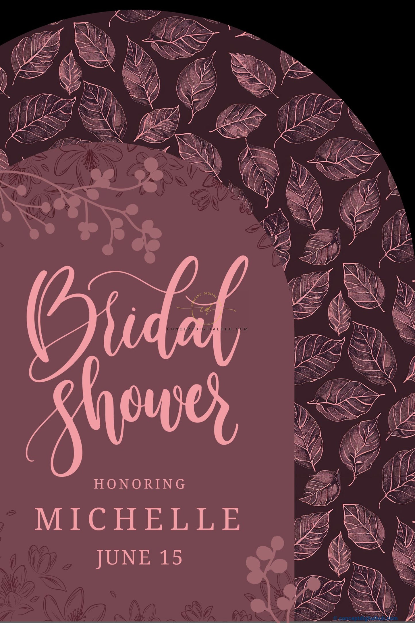 Brownish Purple Color Floral Welcome Board for Bridal Shower