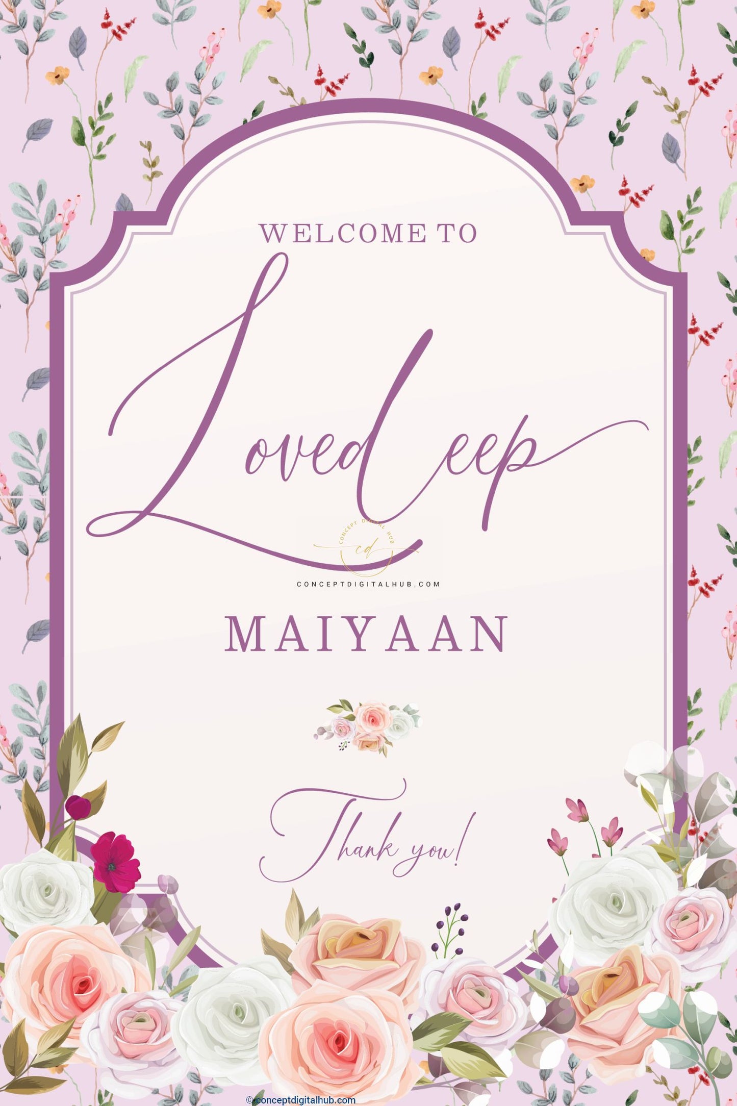 Purple Pink Maiyaan Welcome Sign Board