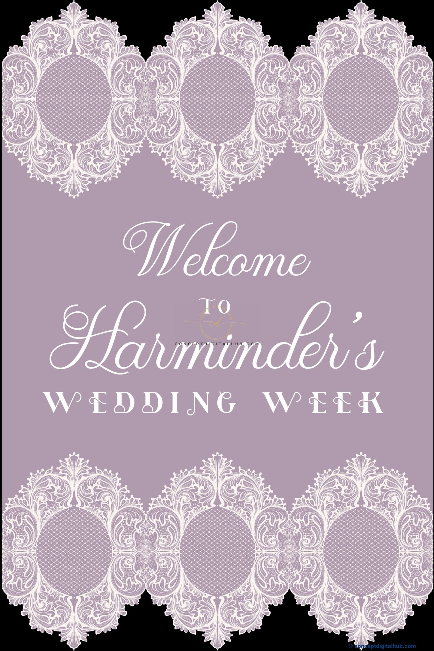 Pastel Purple Color Baroque Round Welcome Board for Wedding Week