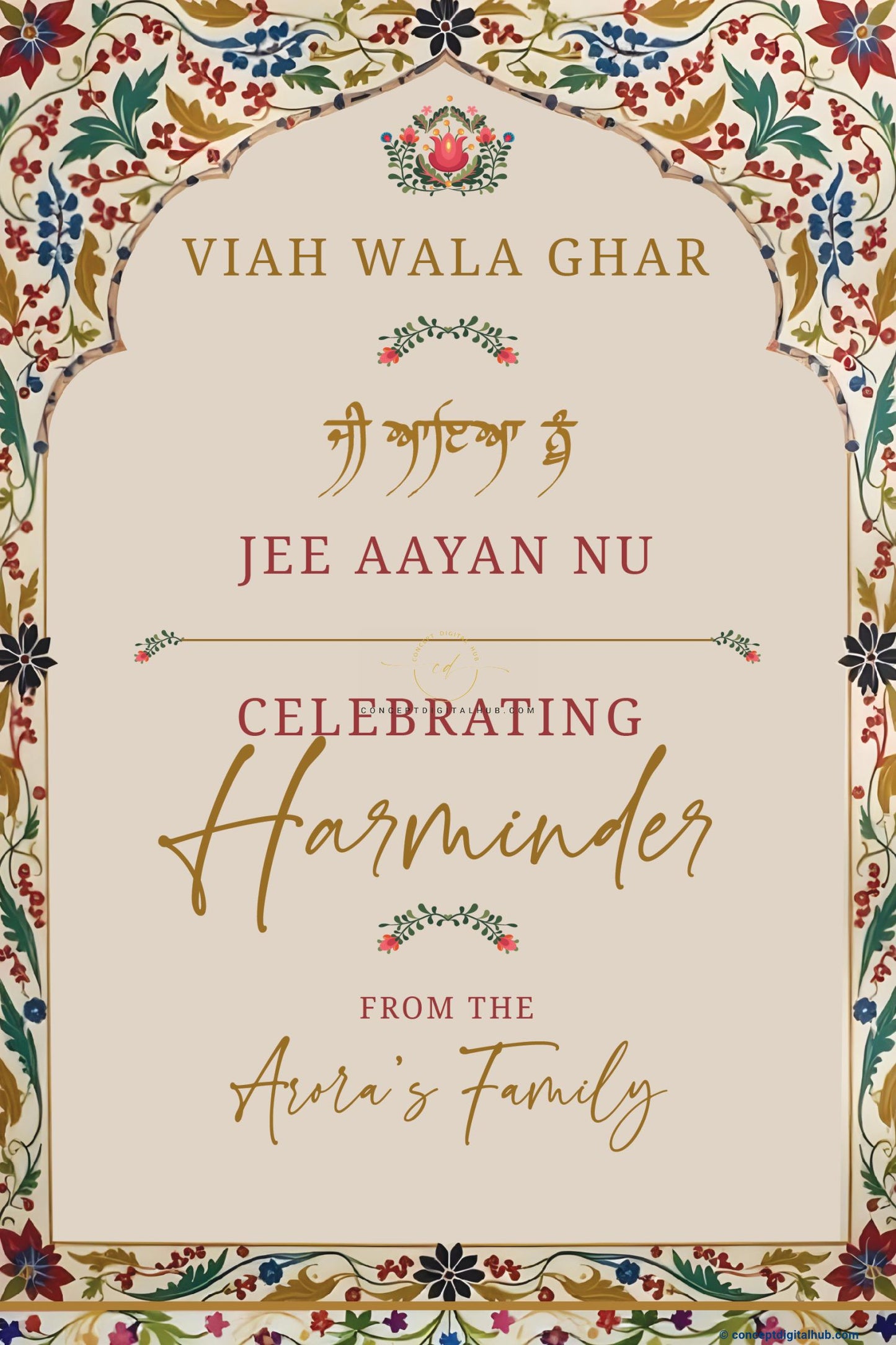 Brown Color Flowered Welcome Board for Wedding Week