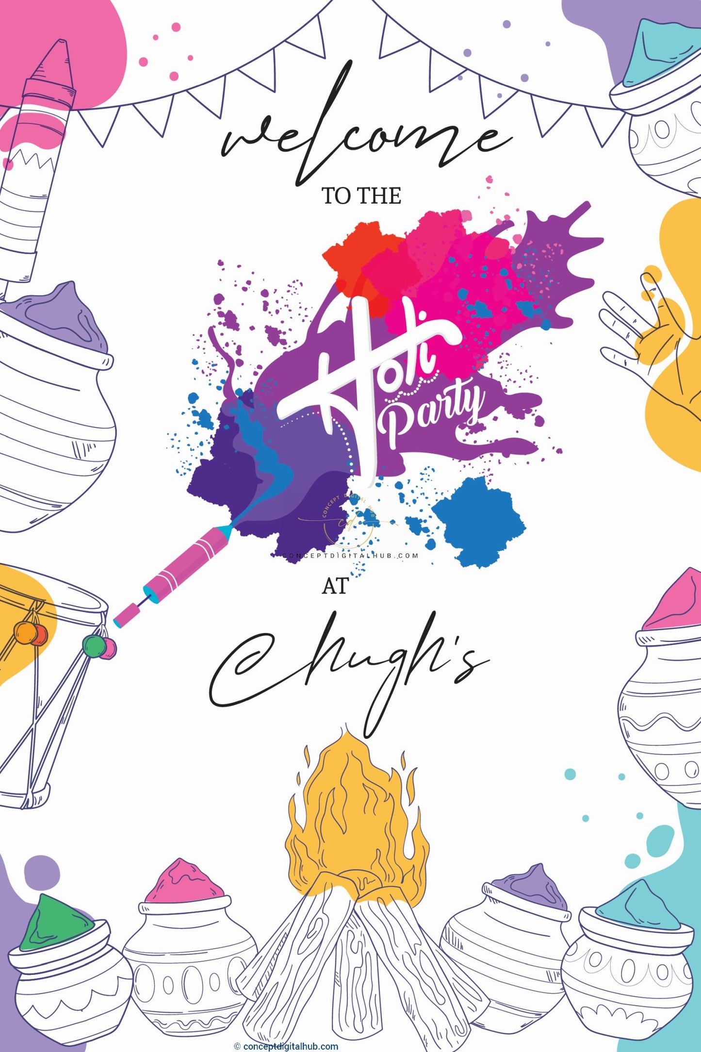 Holi Party Welcome Sign Board