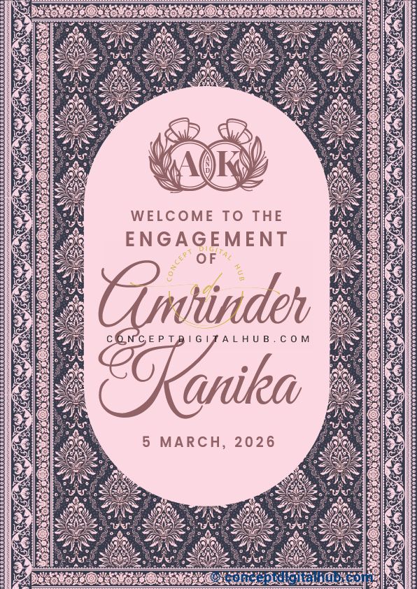 Blush Pink Color Floral Border Welcome Board for Engagement