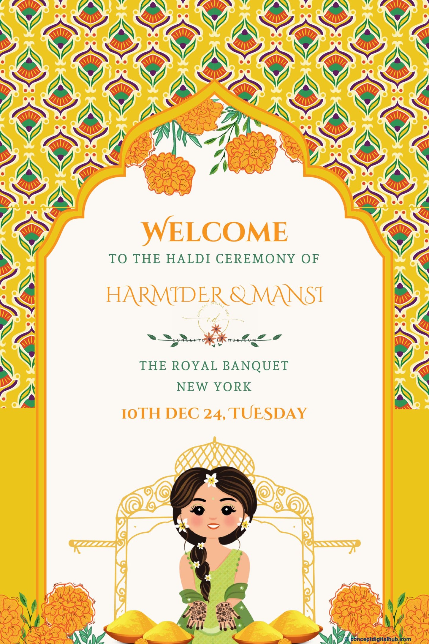 Haldi Color Welcome Board for Maiyan