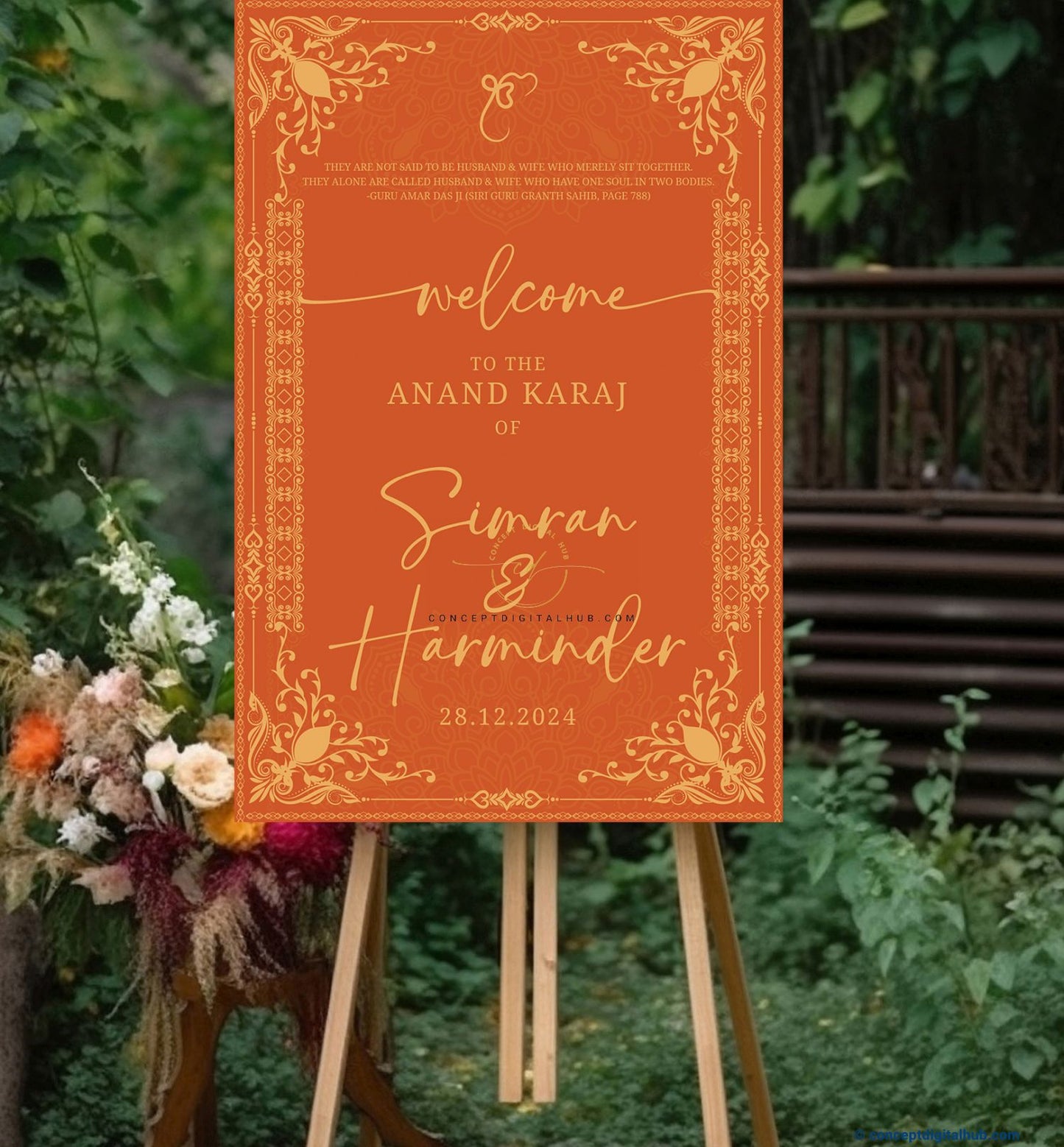 Brown Color Oranament Frame Welcome Board for Wedding Week