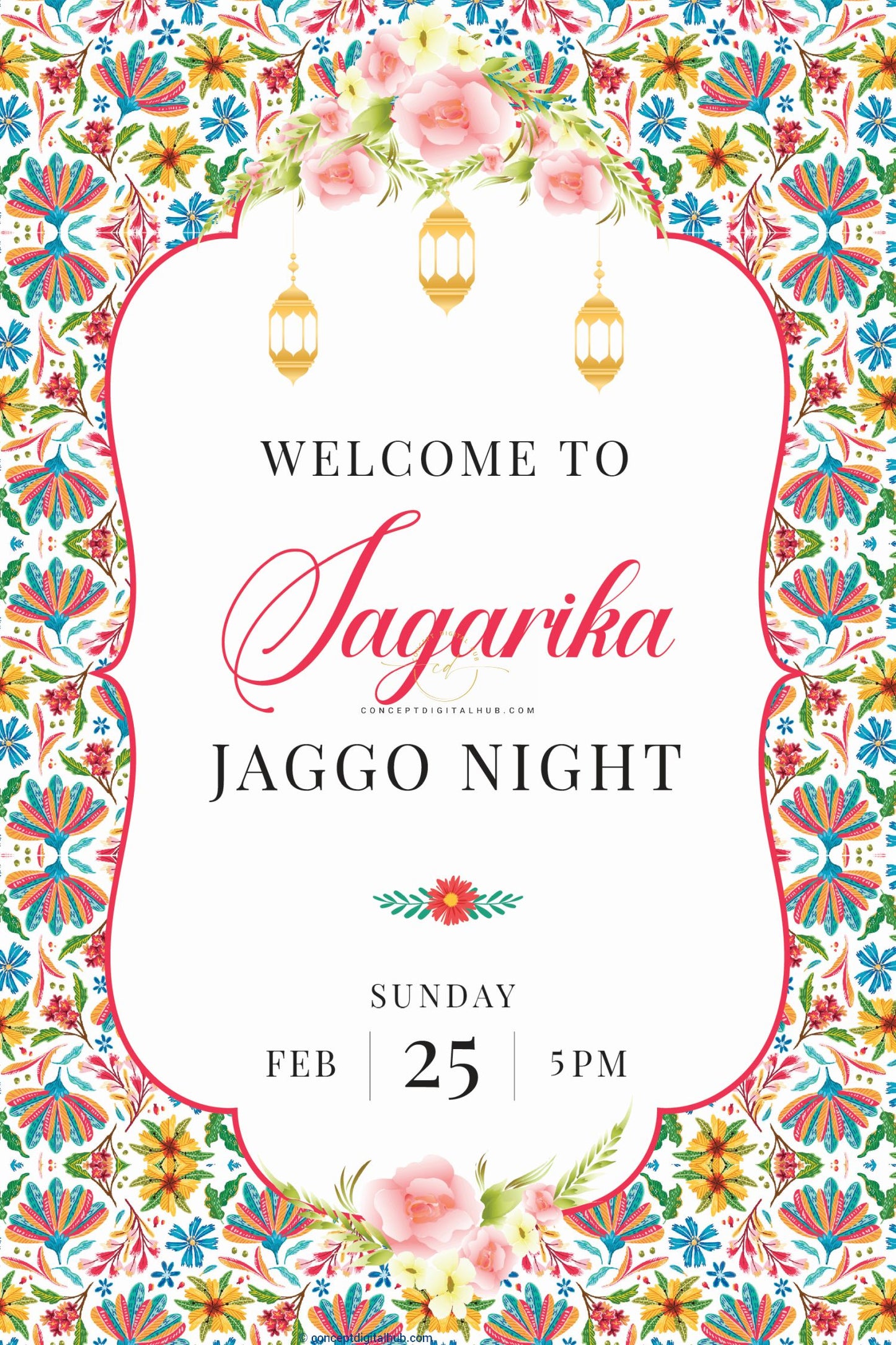 Colorful Jaggo Night Welcome Sign Board