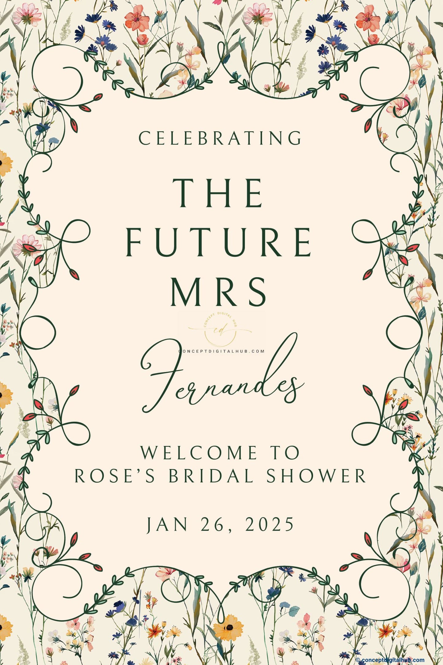 White Color Floral Welcome Board for Bridal Shower