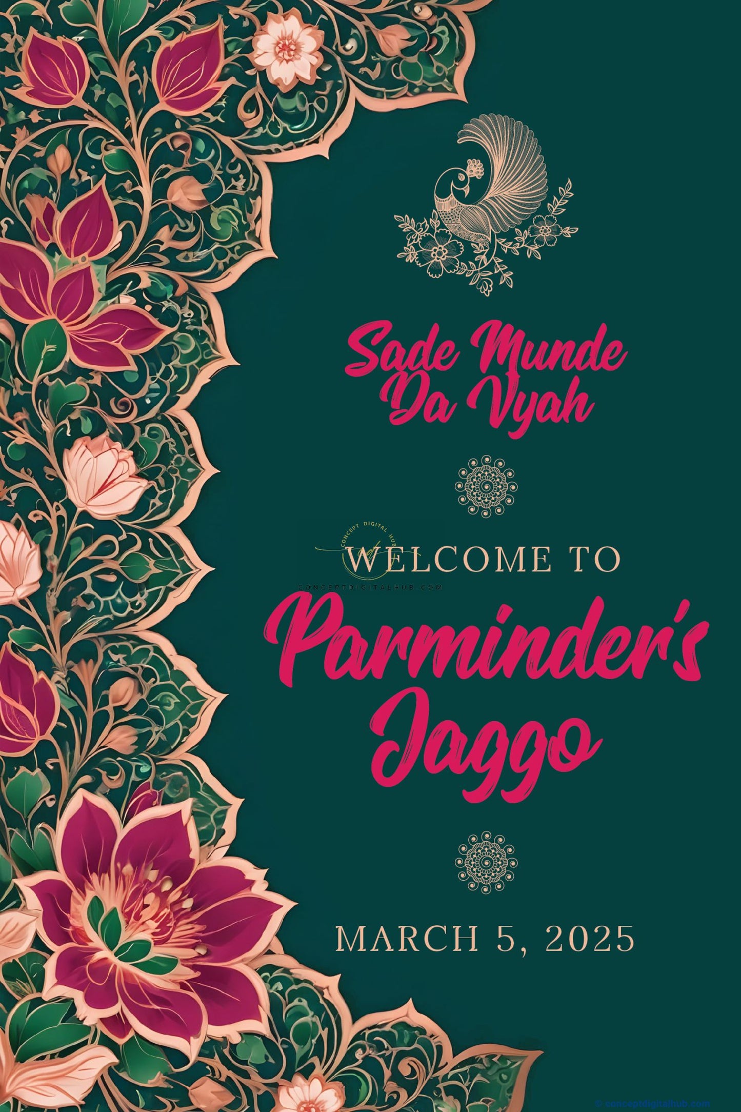 Eevergreen Color Red Chinese Flower Welcome Board for Jaggo