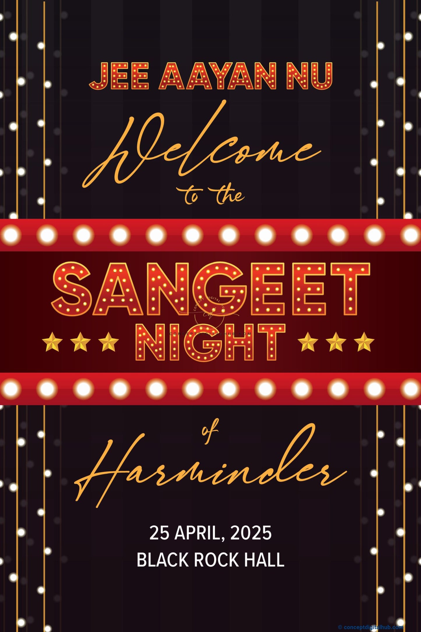 Woodsmoke Color Lights Welcome Board for Sangeet