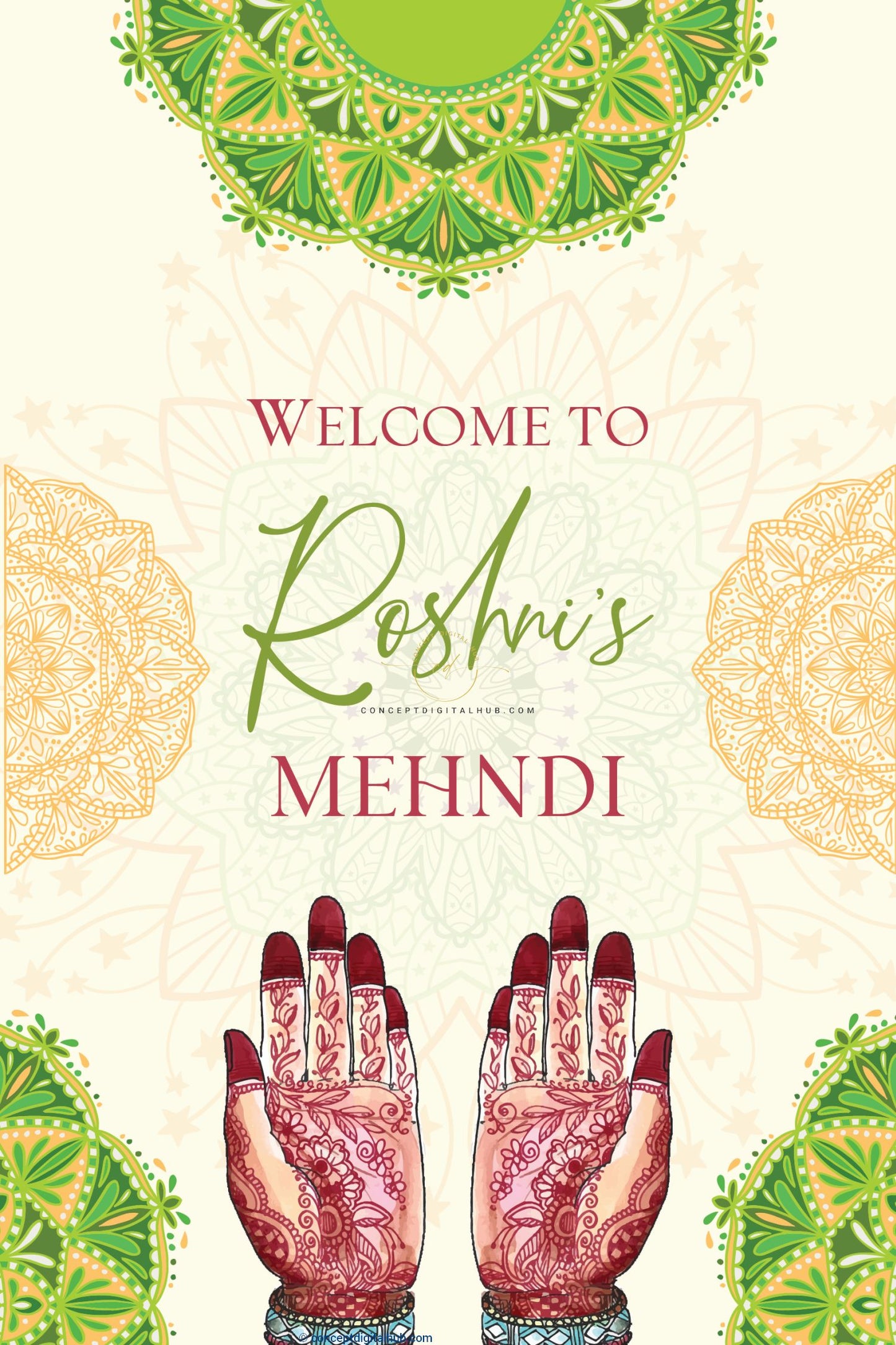 Green Welcome Sign Board For Mehndi