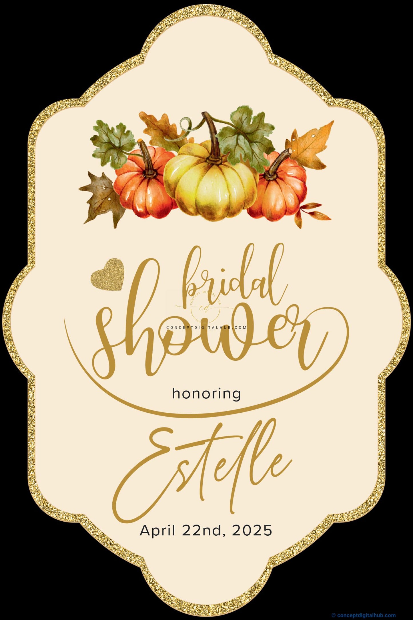 Champagne Color Pumpkins Welcome Board for Bridal Shower