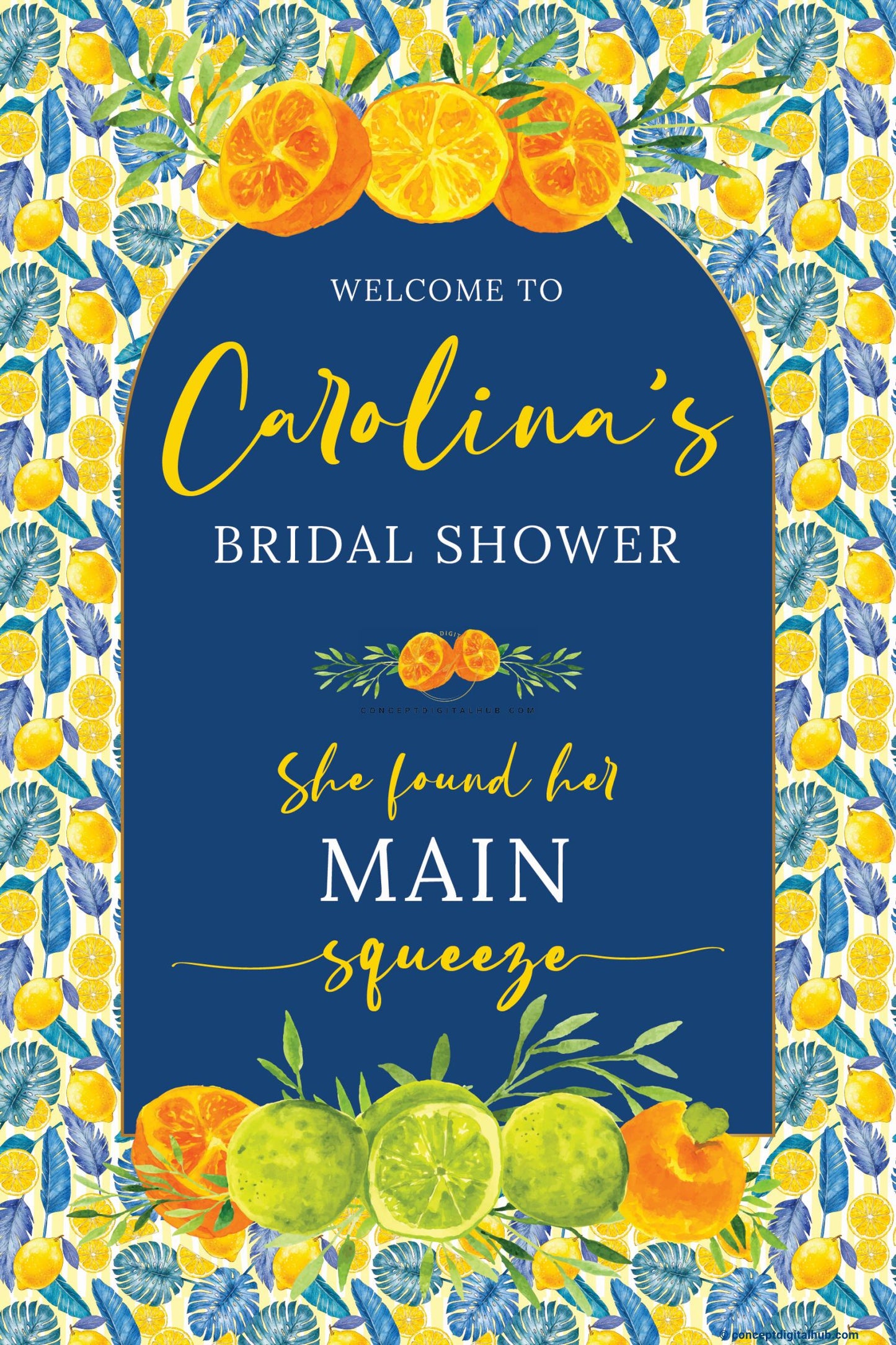 Blue Color Lemons Welcome Board for Bridal Shower