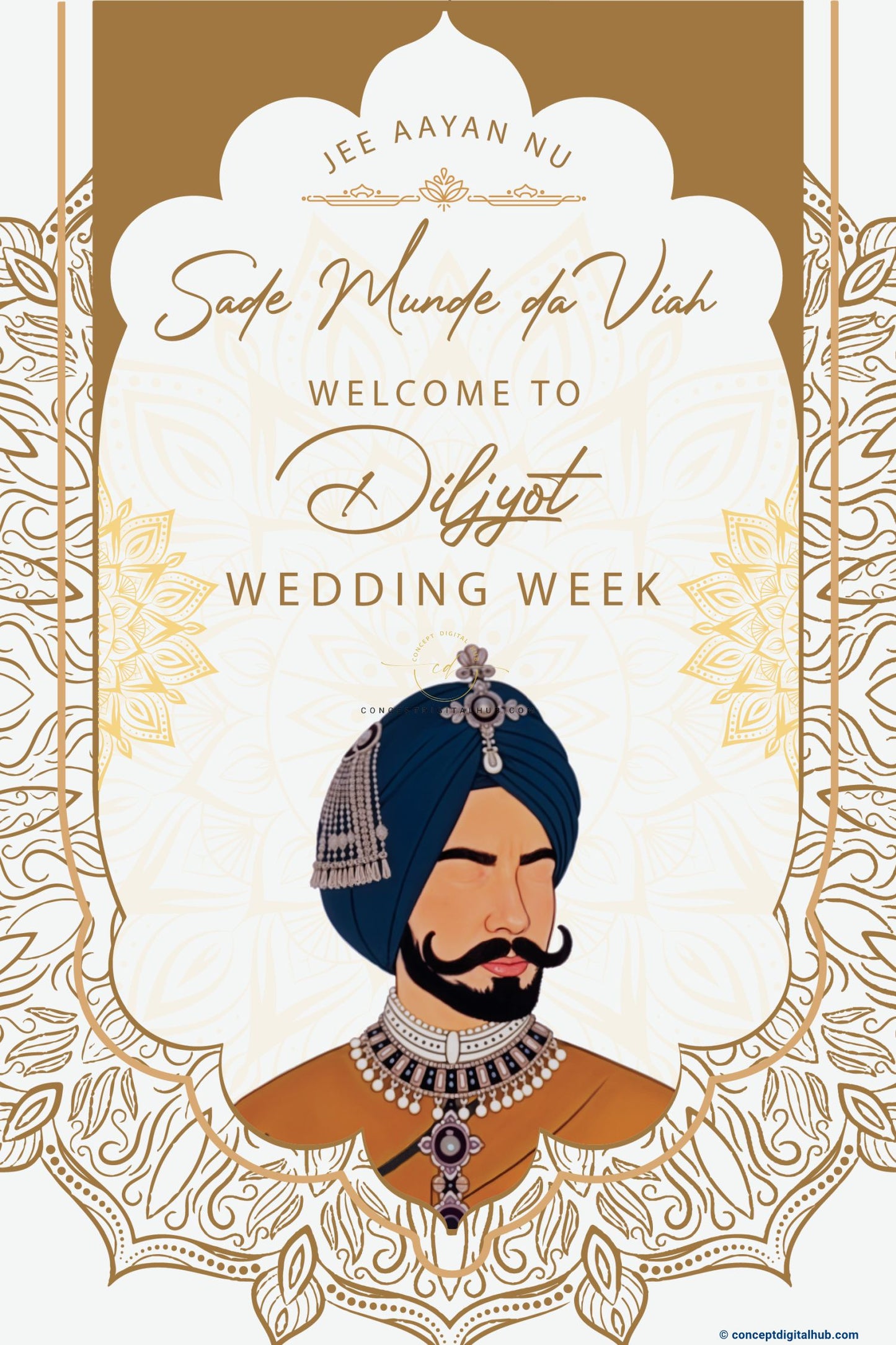 Coffee Color Floral Pattern Welcome Board for Wedding Week