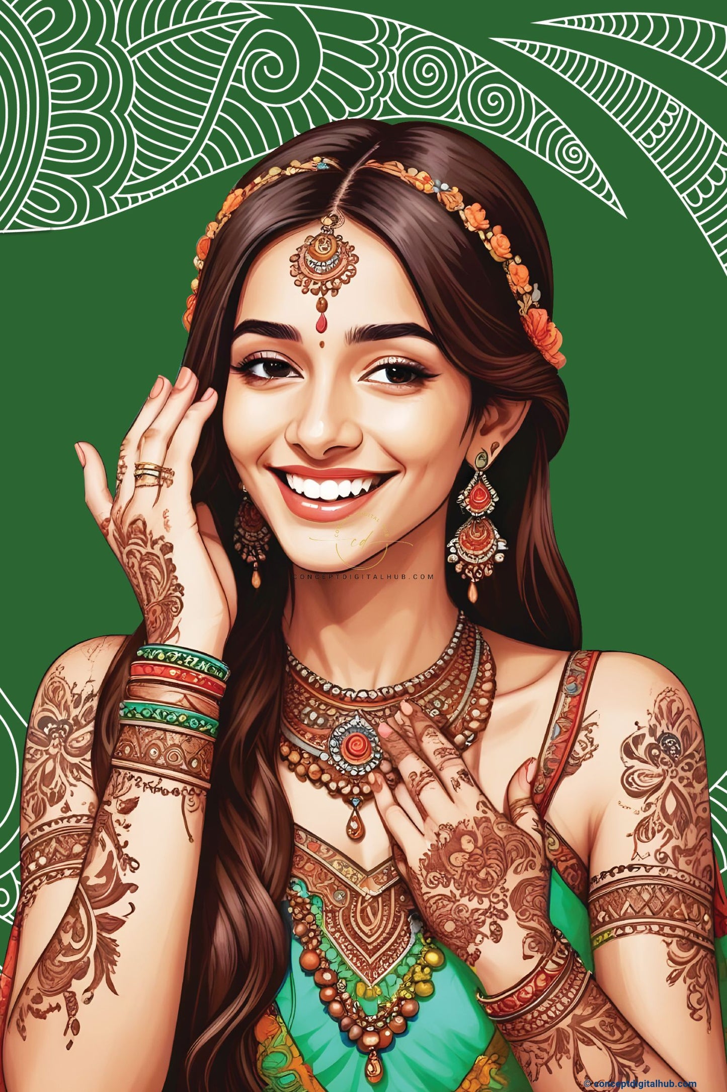 Mehndi Theme Fusion Welcome Sign Board