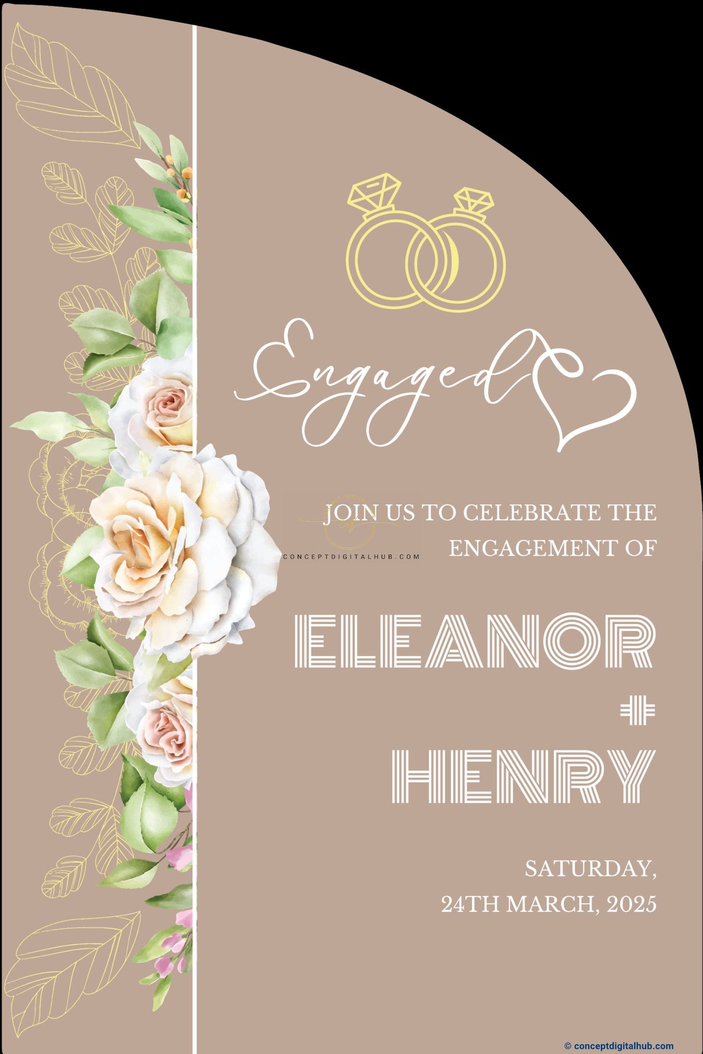 Heathered Grey Color Flowers Ring Sign Welcome Board for Engagement