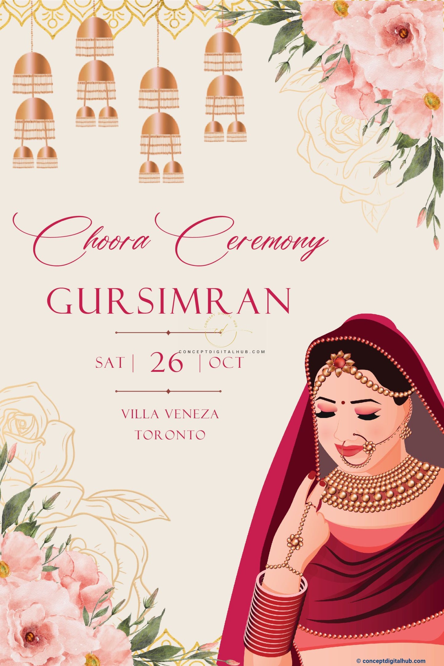 Pink Color Flowerd Welcome Board for Maiyan