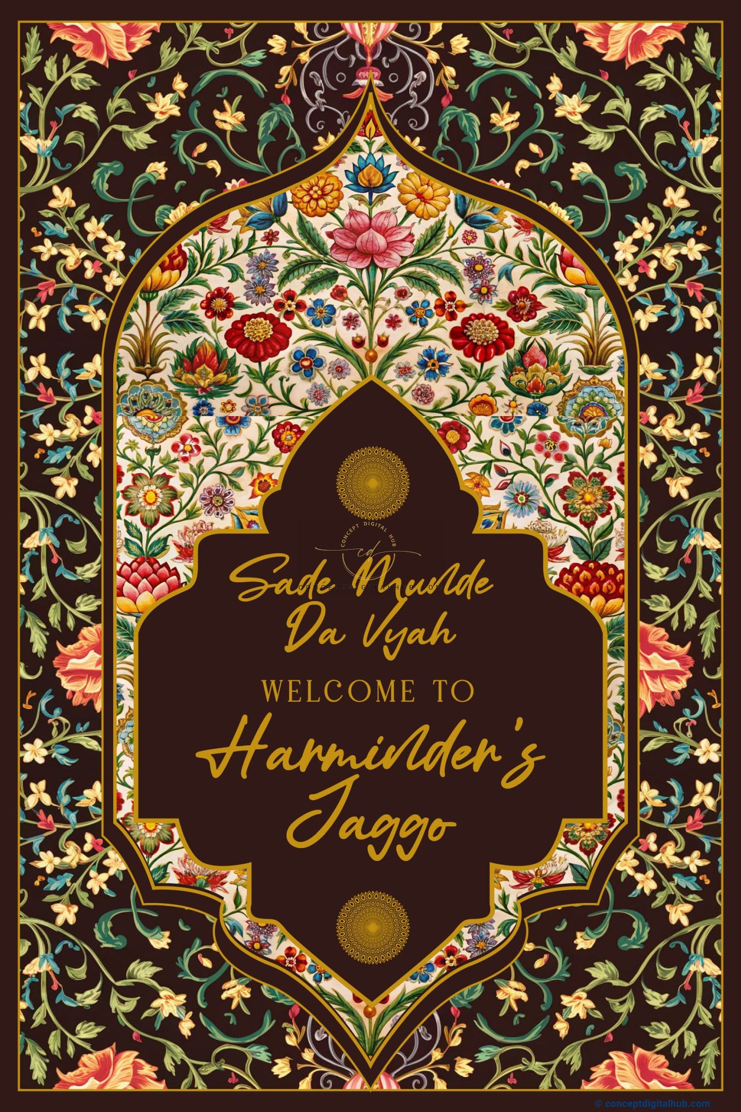 Brown Color Floral Welcome Board for Jaggo