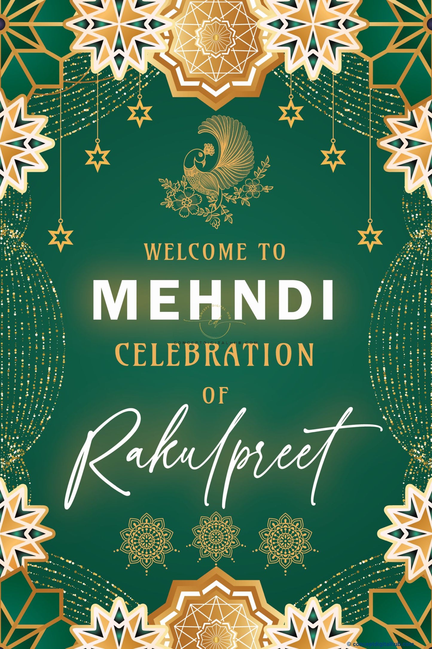 Green Color Mandala Welcome Board for Mehndi