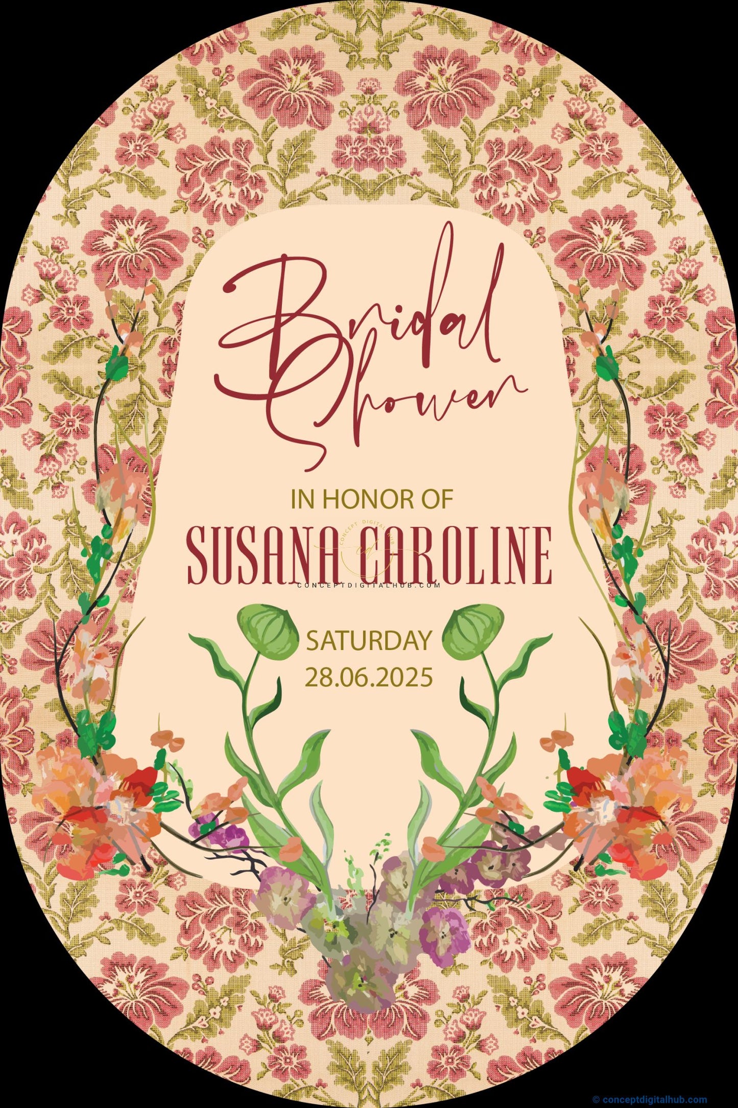 Dairy Cream Color Floral Welcome Board for Bridal Shower