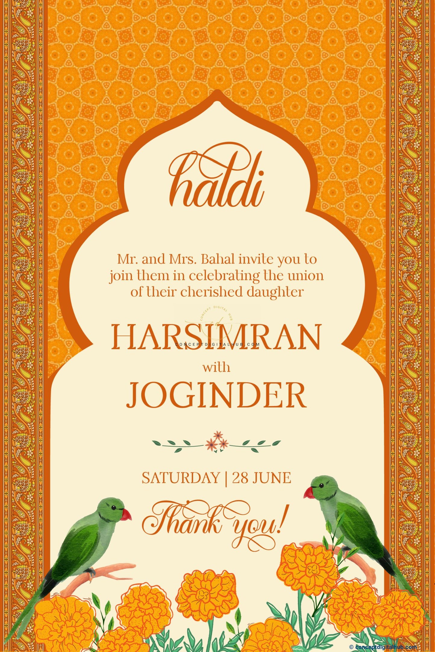 Dark Orange Color Marigold Welcome Board for Haldi