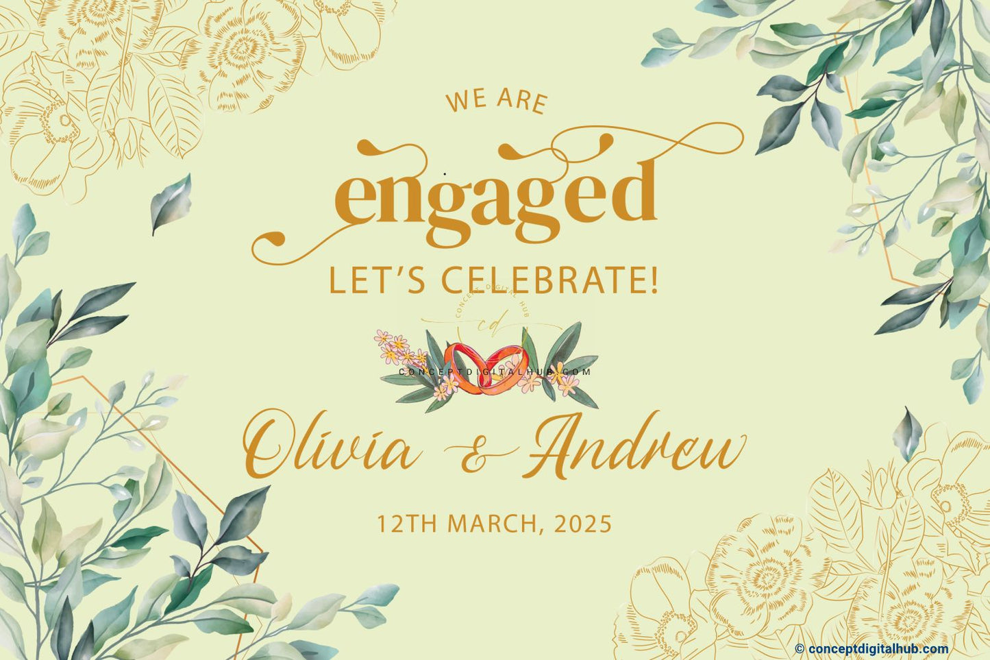 Greenish Yellow Color Ring with Florwers Welcome Board for Engagement