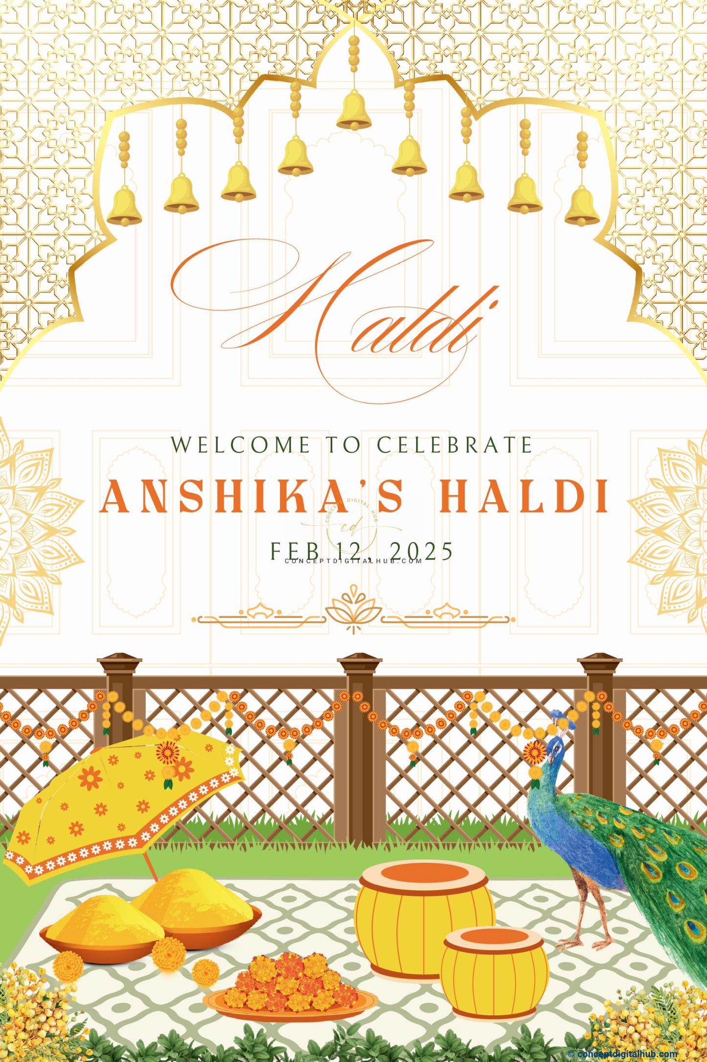 Gold Color Dholki Sign Welcome Board for Maiyan