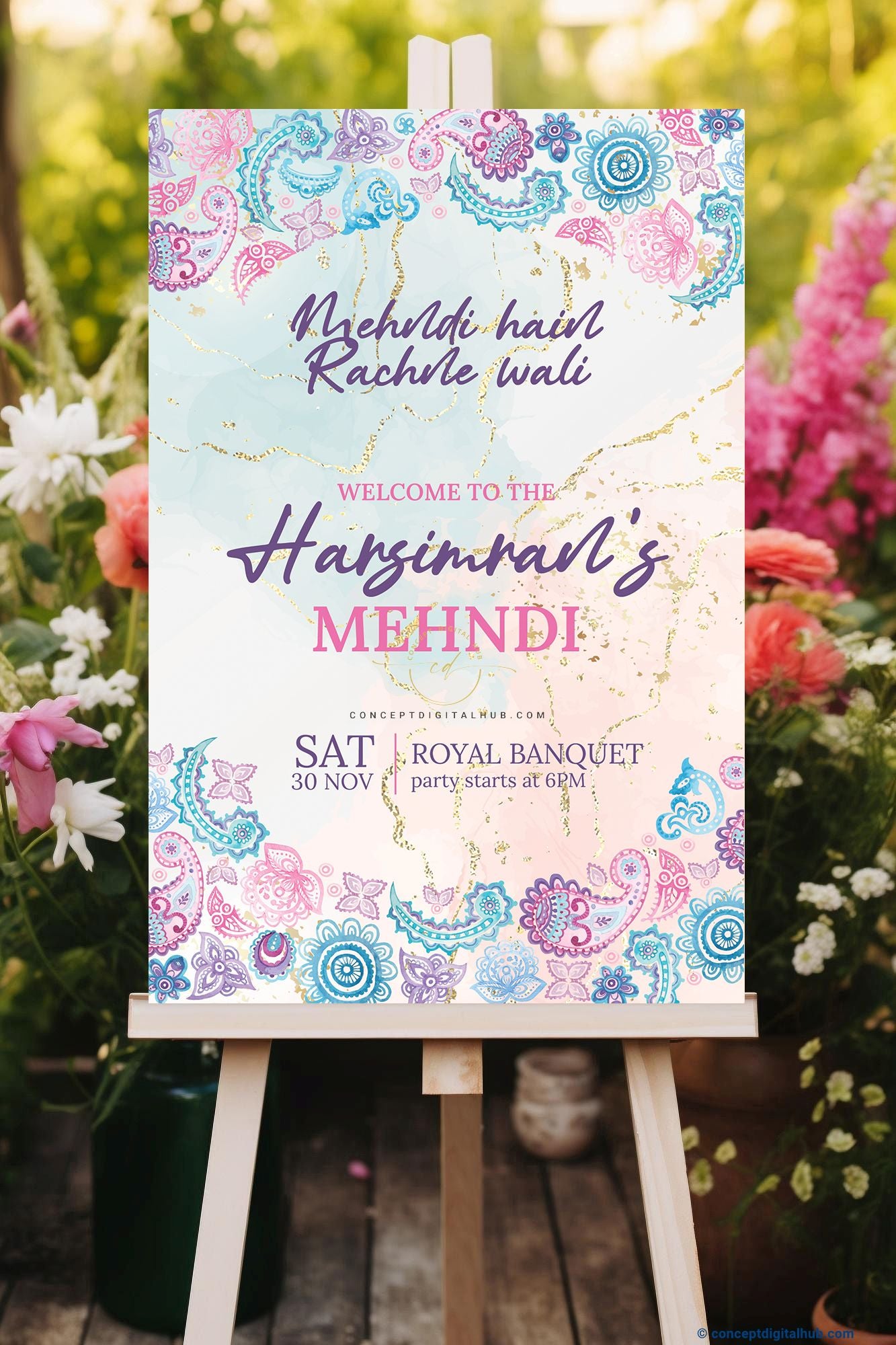 Colourful Mandala Welcome Board for Mehndi