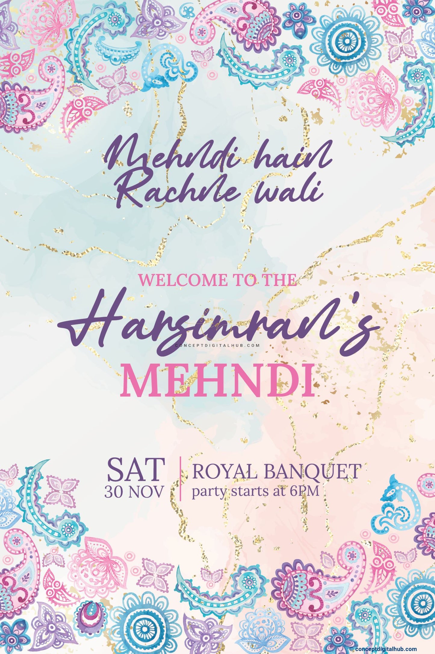 Colourful Mandala Welcome Board for Mehndi