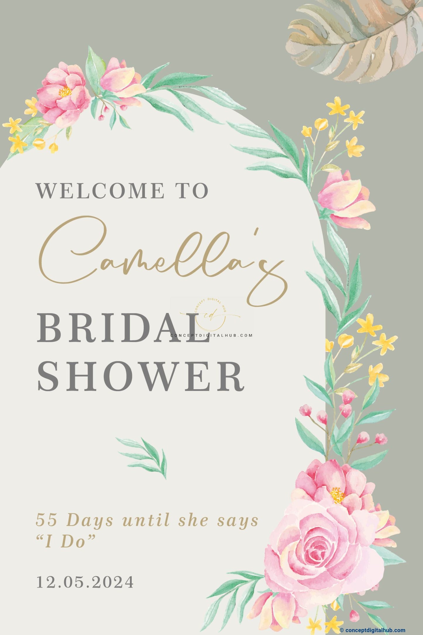 Silver Color Welcome Sign Board For Bridal Shower