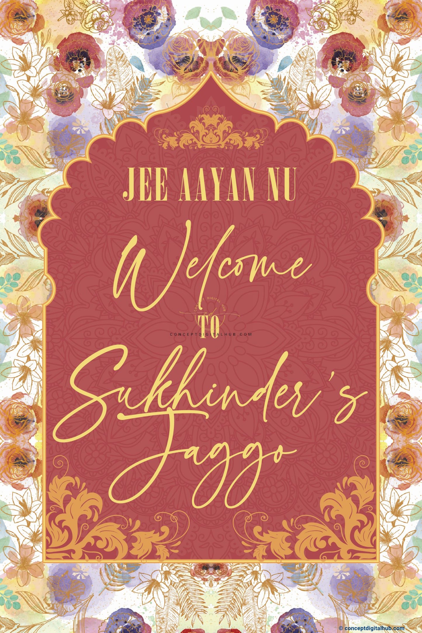 Rose Vale Color Floral Welcome Board for Jaggo