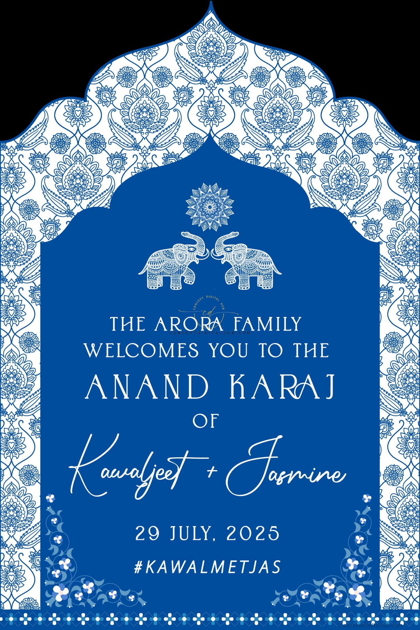 Yale Blue Color Welcome Board for Anand Karaj