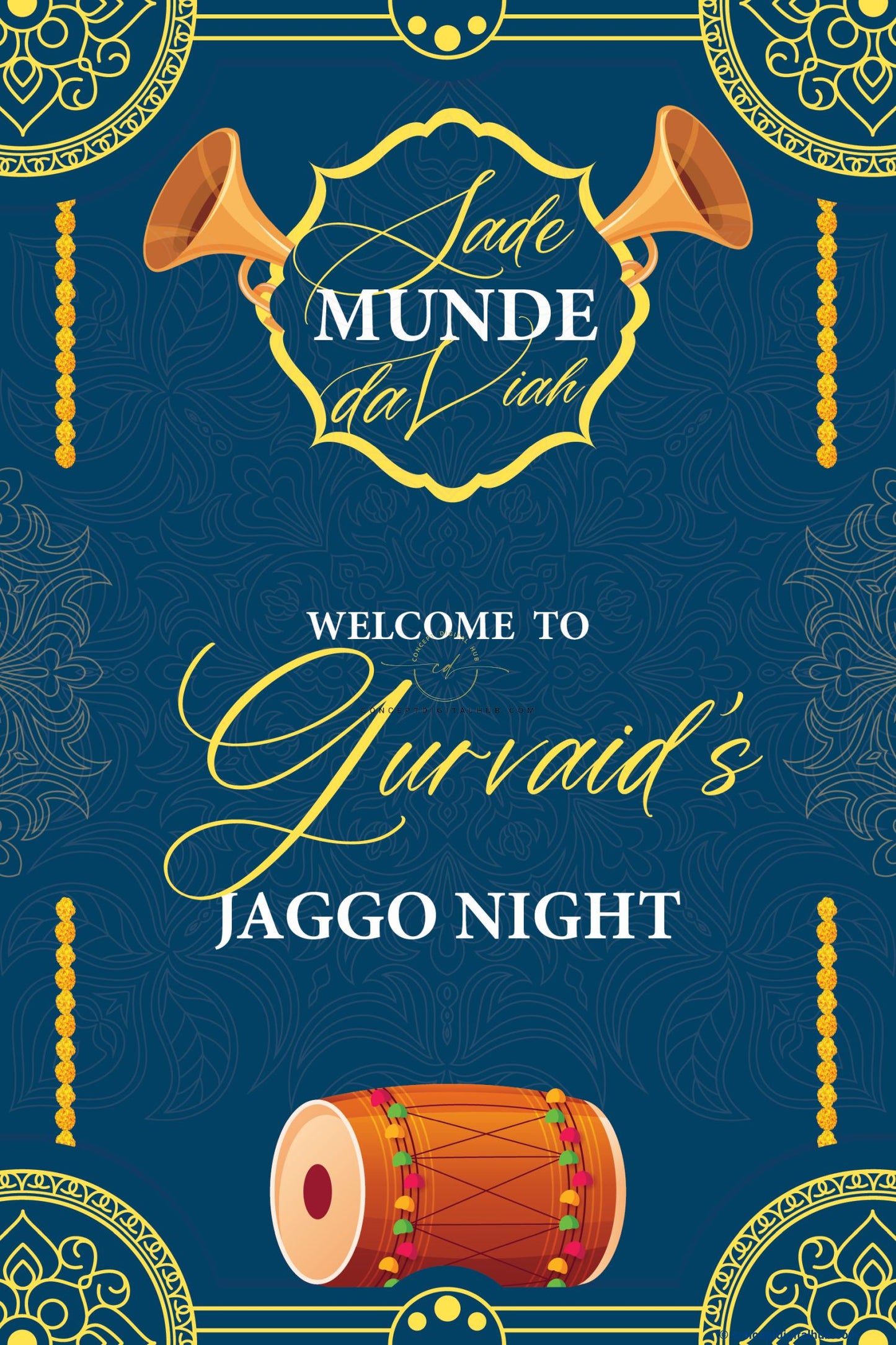 Jaggo Welcome Sign Board With Dhol