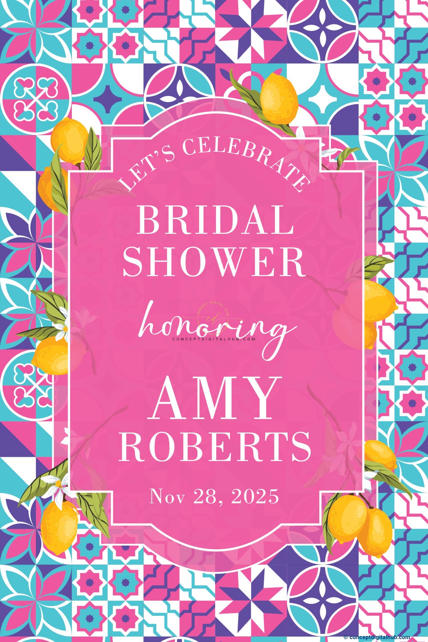 Hot Pink Color Ceramic Tiles Welcome Board for Bridal Shower
