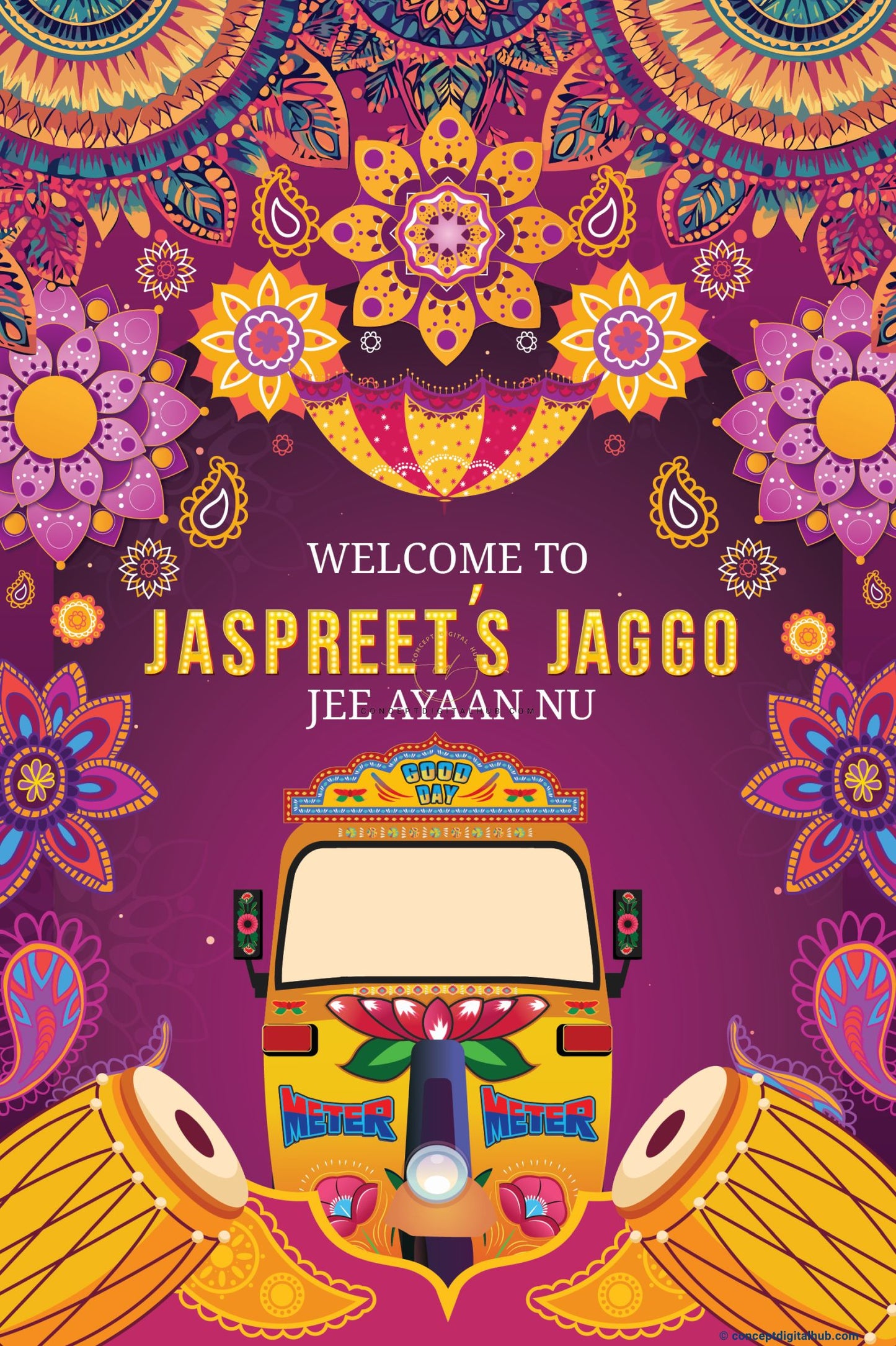 Purple Color Welcome Board for Jaggo