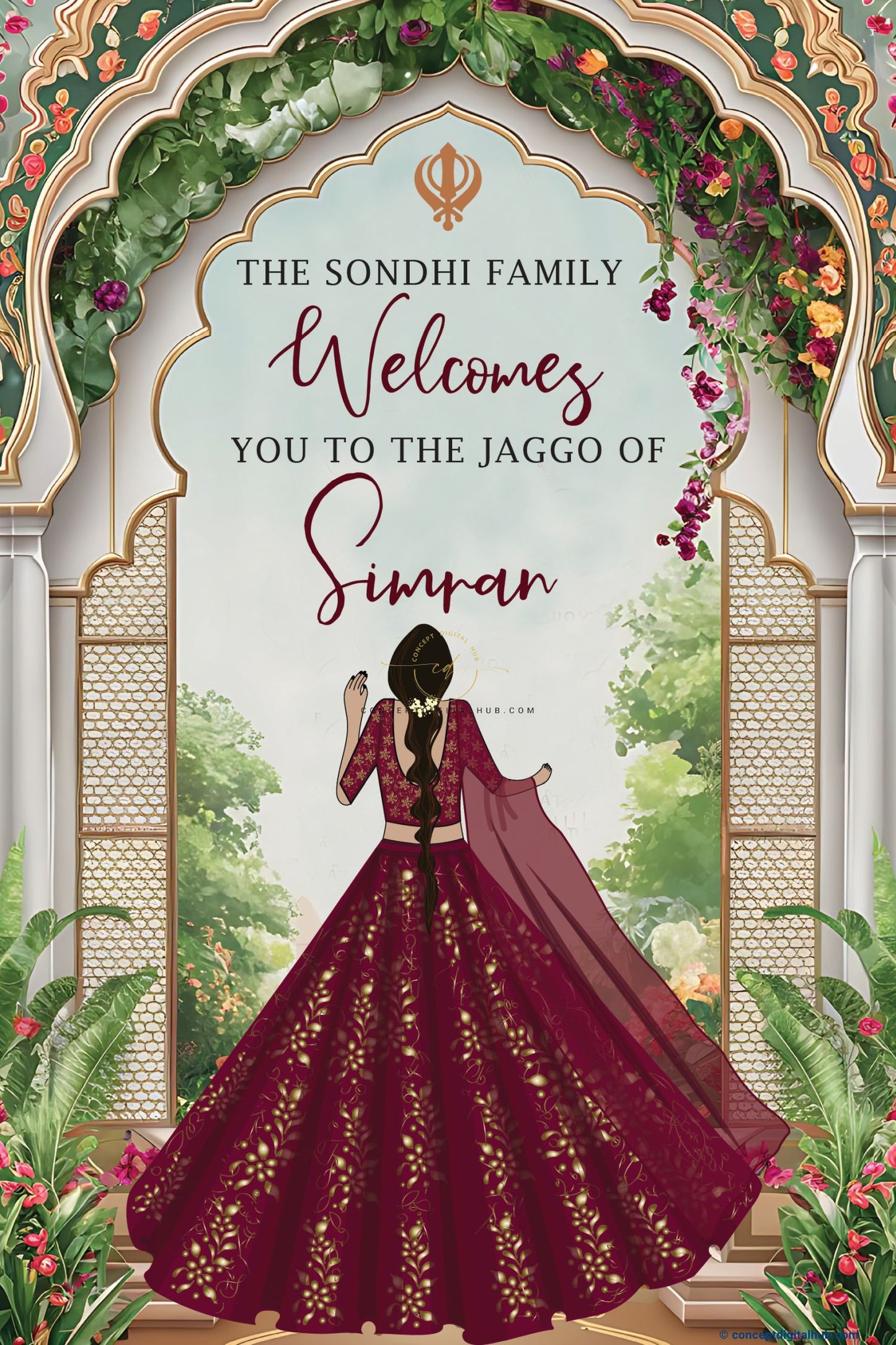 Mercury Color Floral Welcome Board for Jaggo