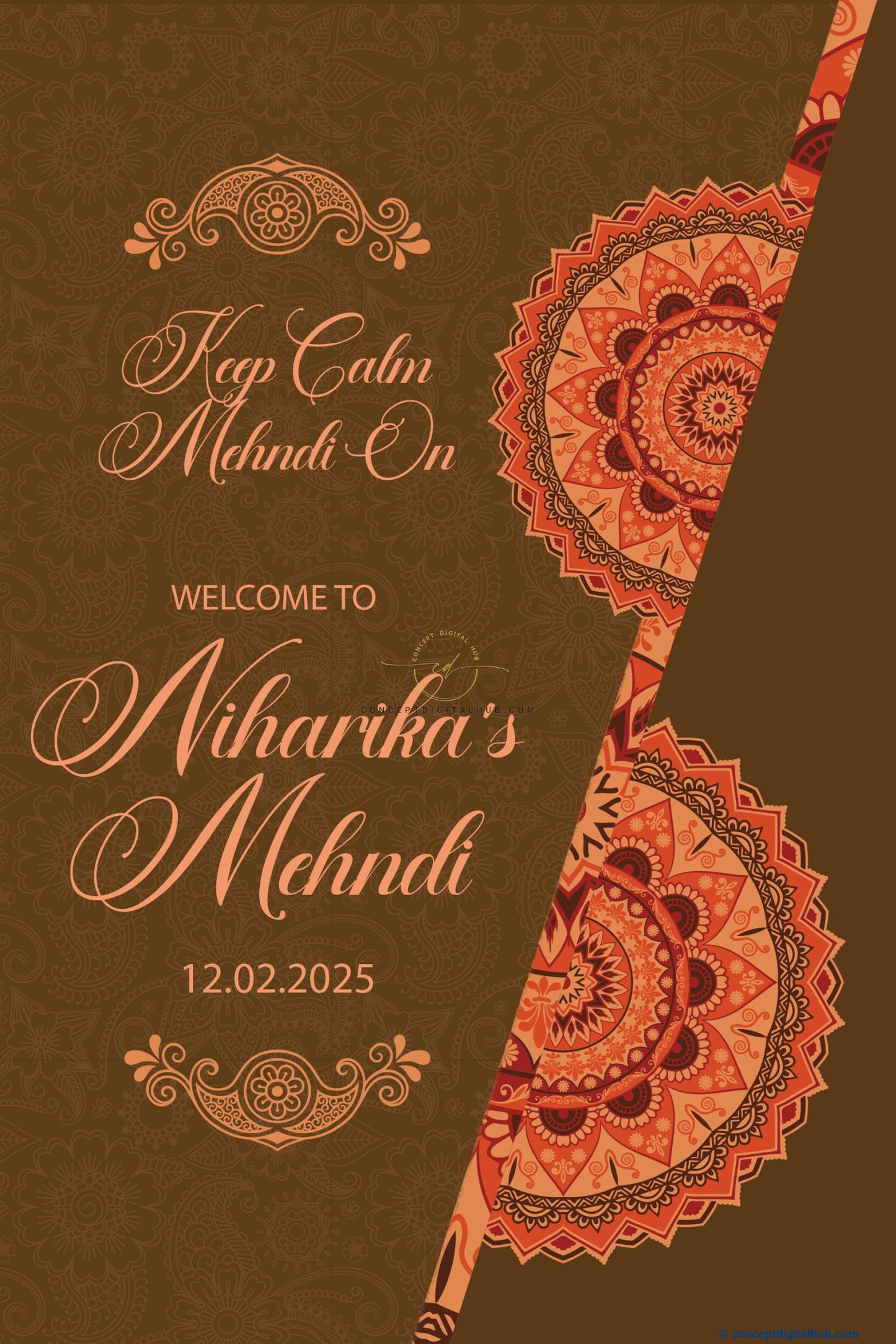 Otter Brown Color Welcome Board for Mehndi