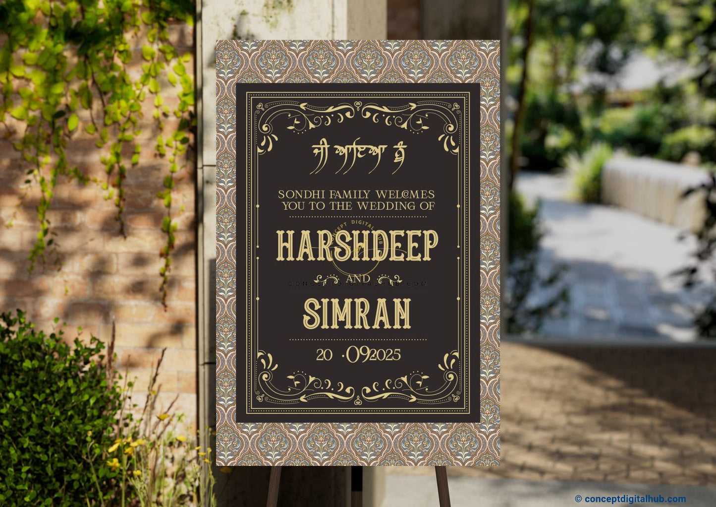 Sand Color Royal Welcome Board for Wedding Week