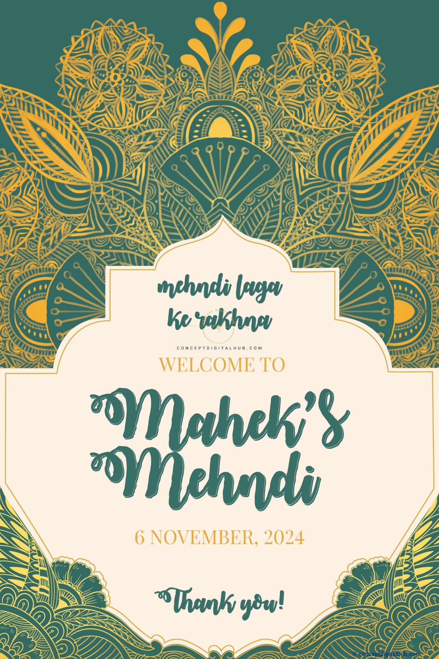 Green Color Welcome Board for Mehndi