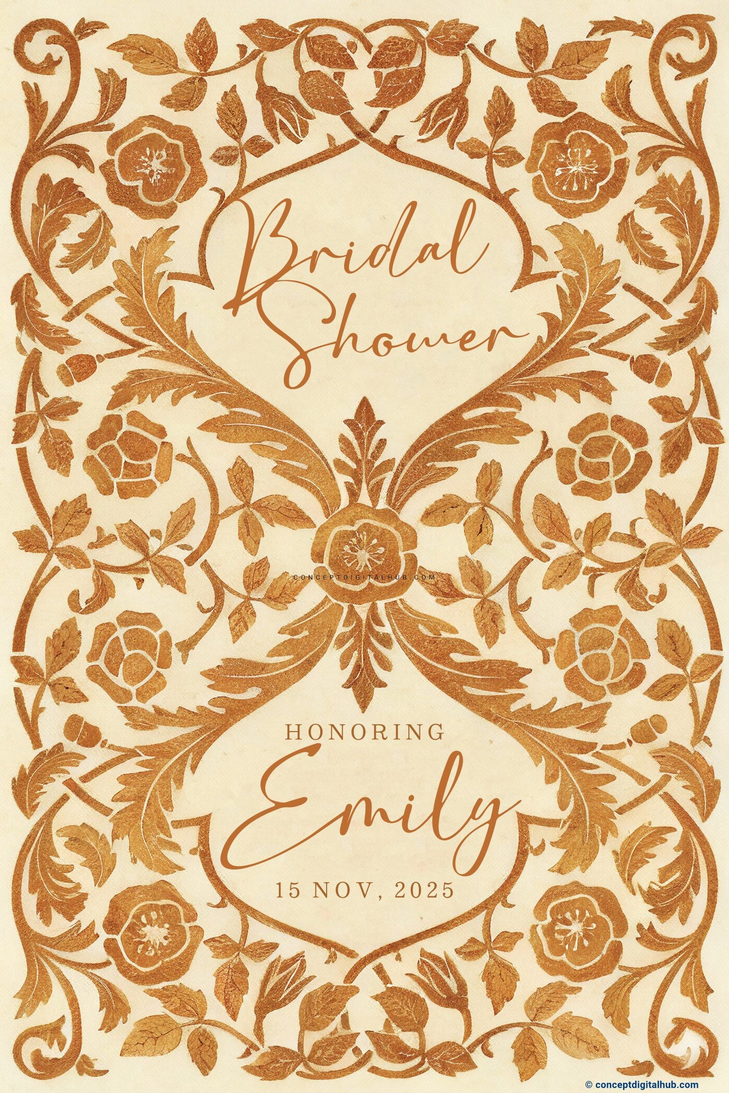 Dairy Cream Color Floral Vines Welcome Board for Bridal Shower