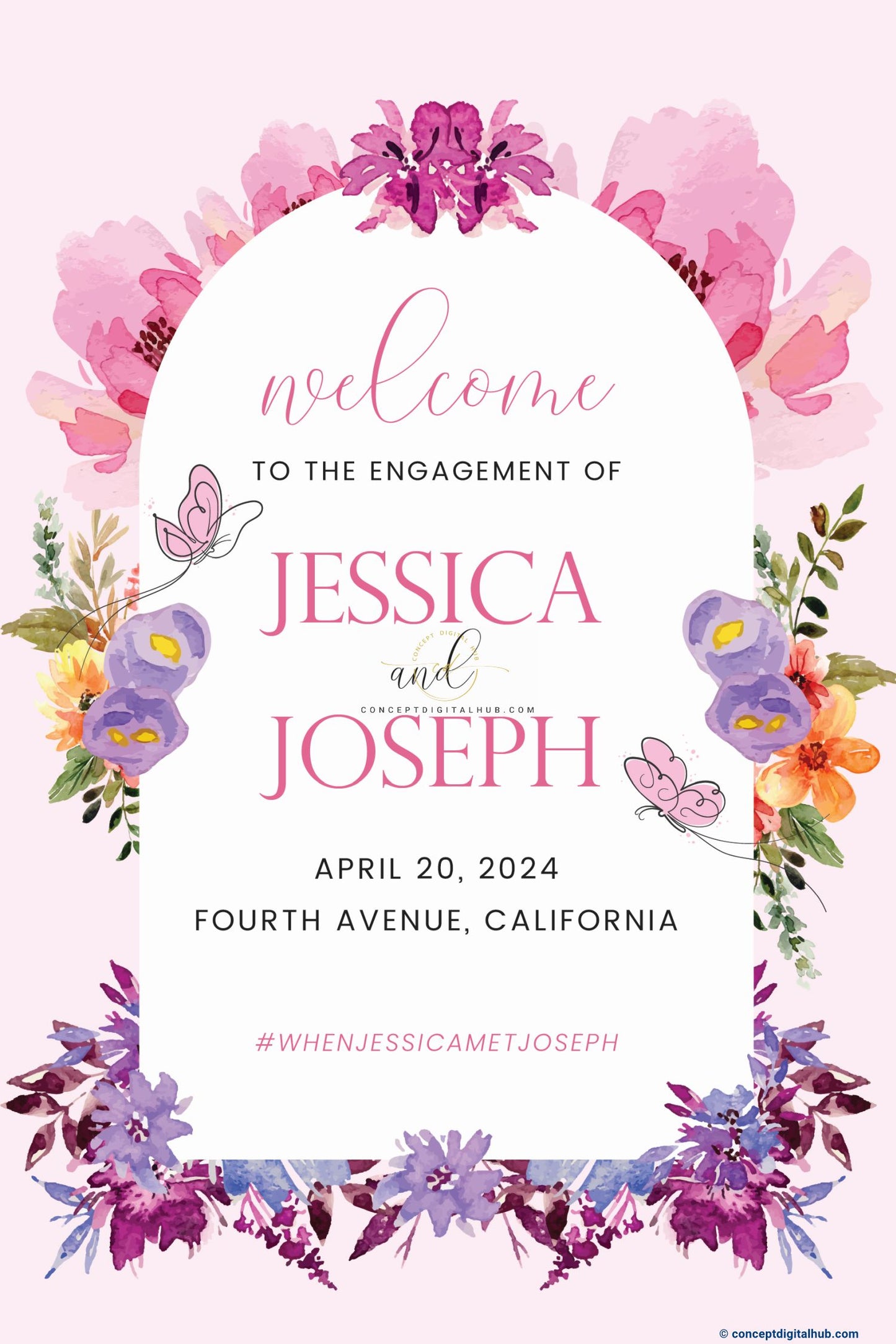 Water Colored Engagement Welcome Sign Board