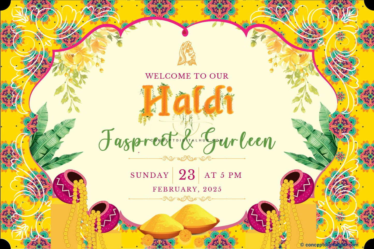 Orange Color Handi Welcome Board for Haldi