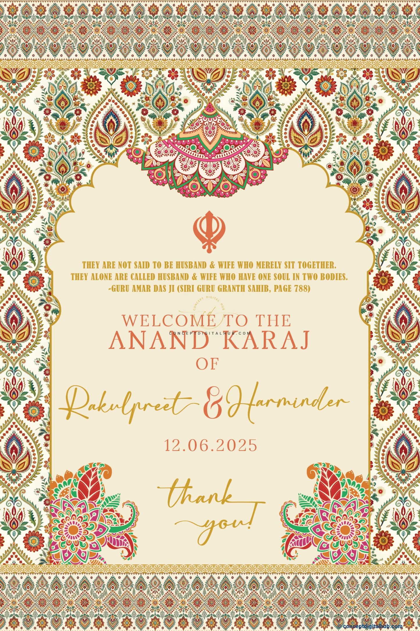 Wheatfield Color Paisley Welcome Board for Sangeet