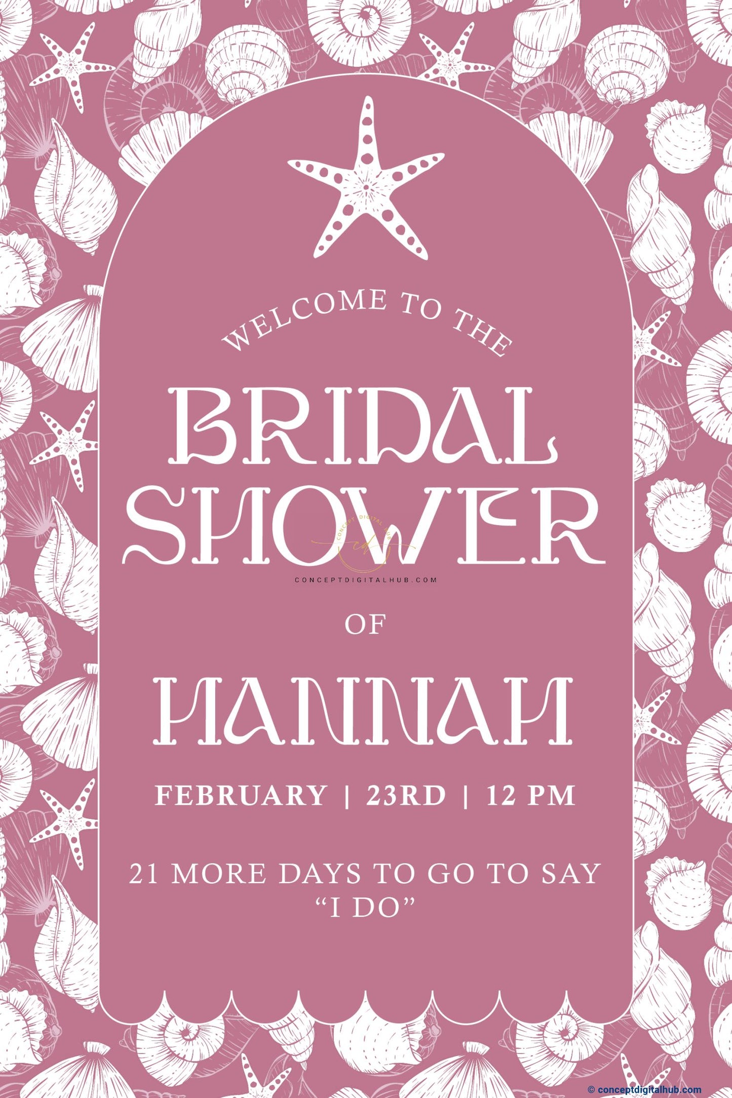 Pink Color Shell Pattern Welcome Board for Bridal Shower