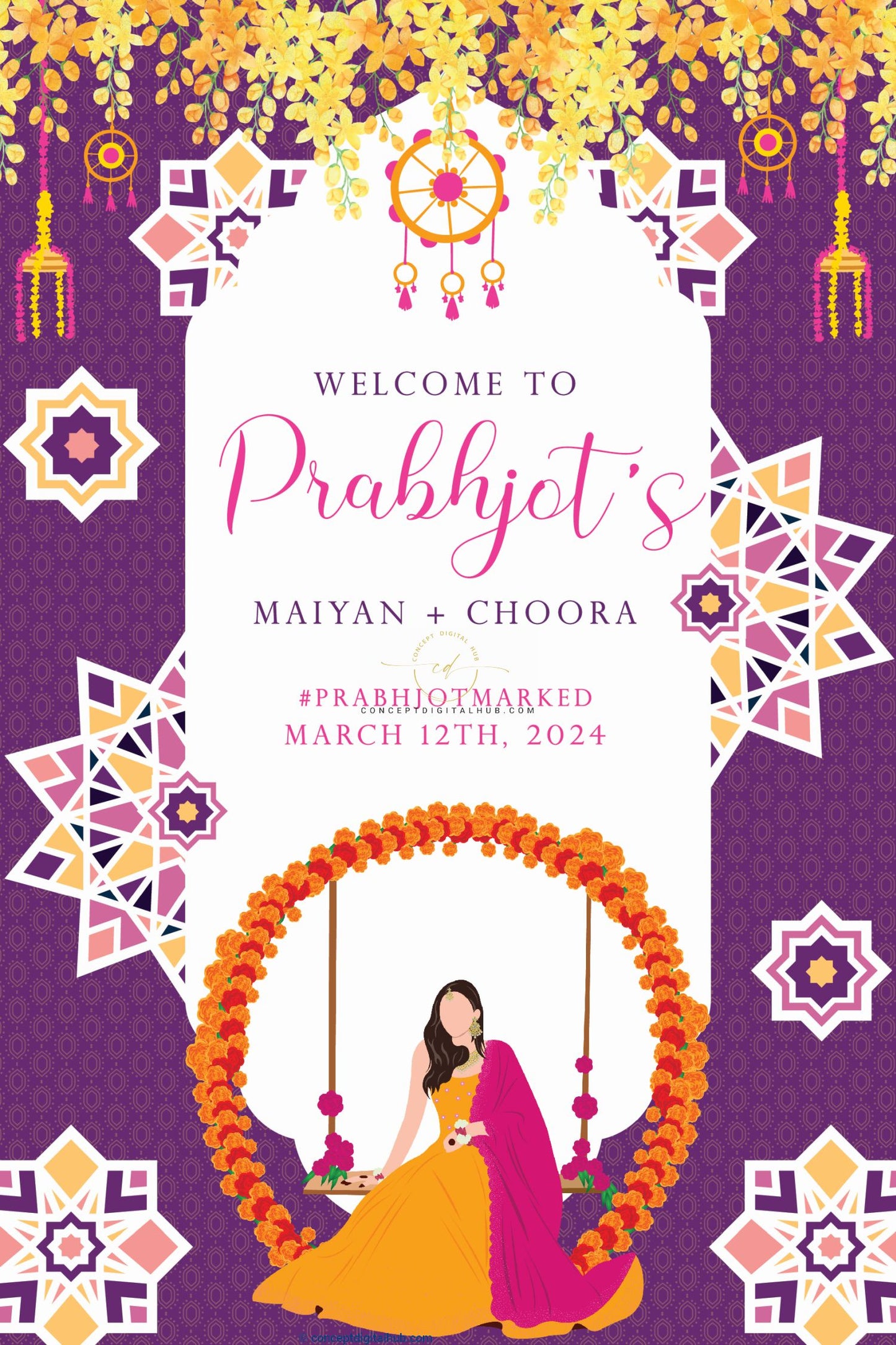 Purple Maiyan Welcome Sign Board