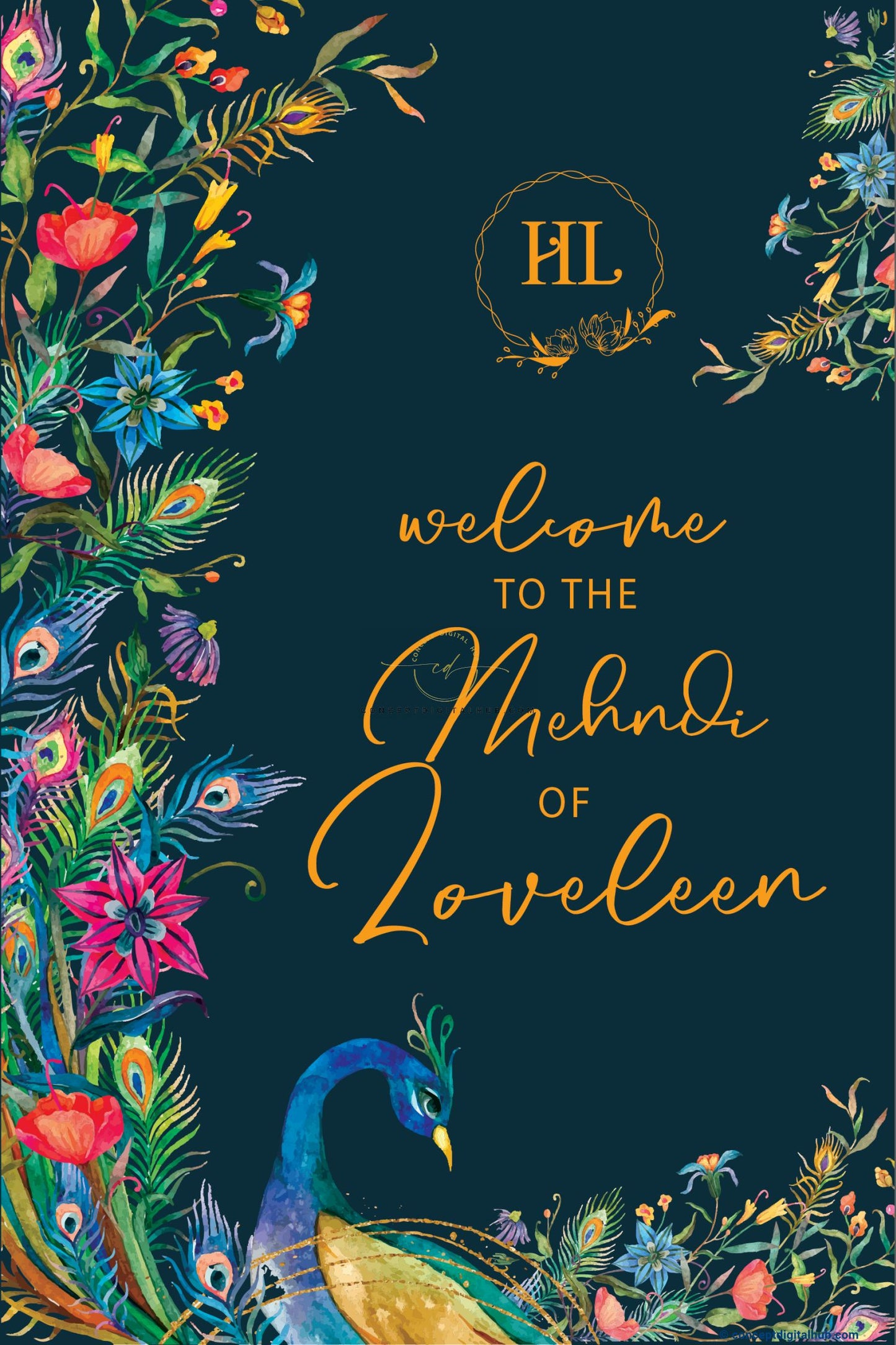 Green Color Peacock Board for Mehndi